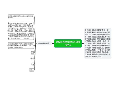 高校普通教师简单辞职报告范本