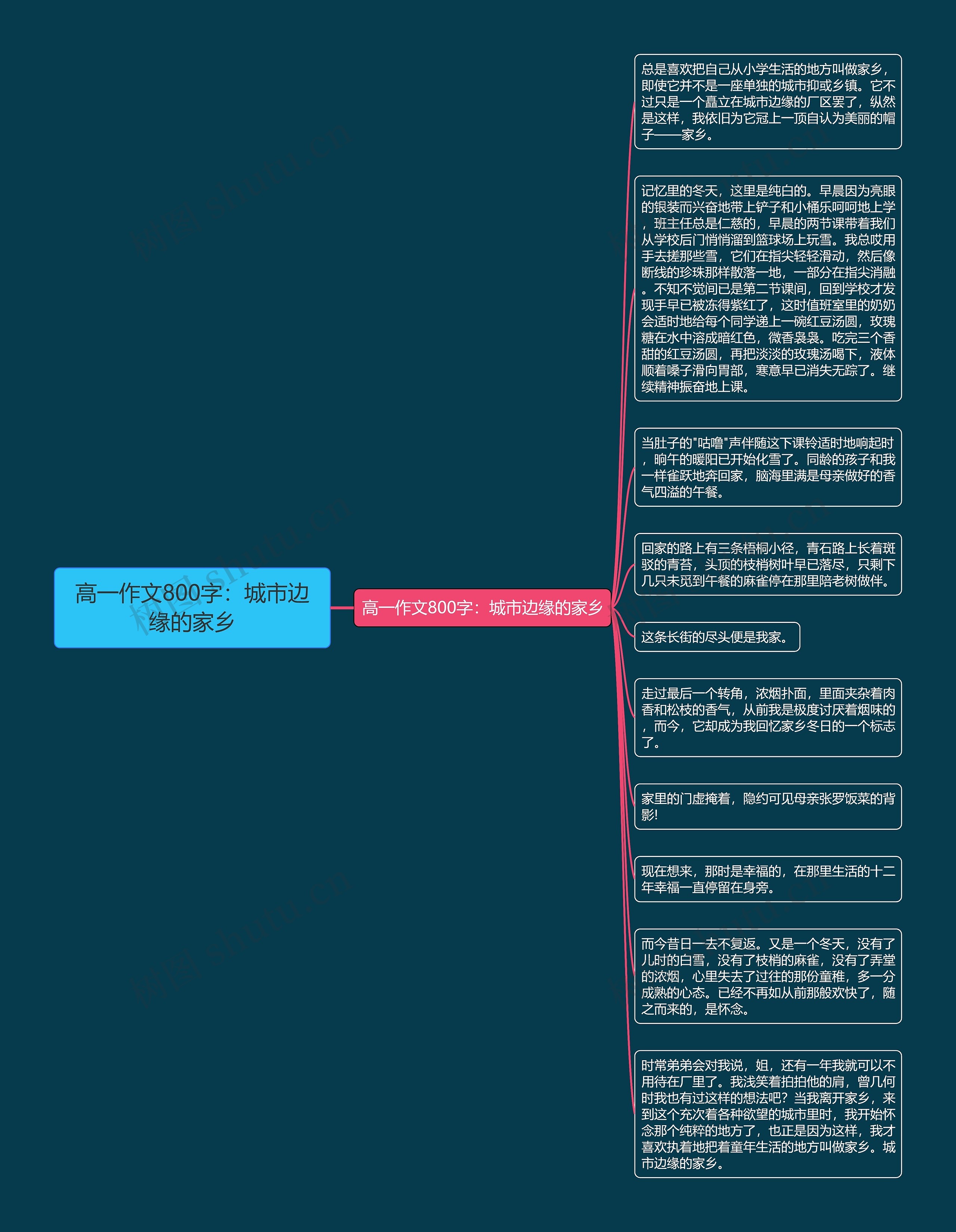 高一作文800字：城市边缘的家乡思维导图