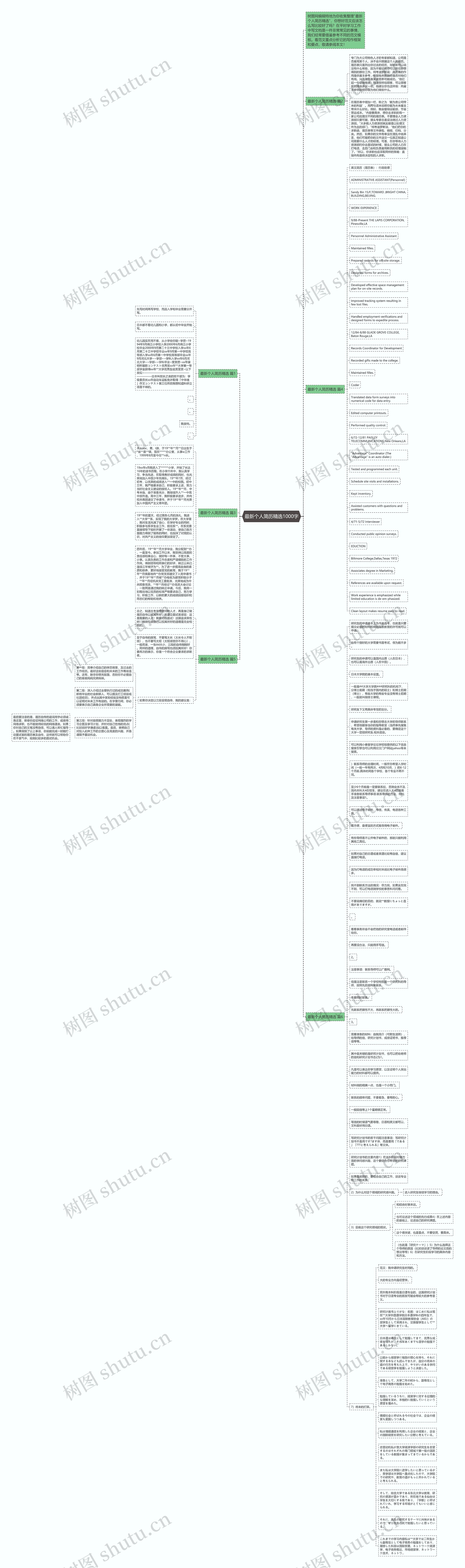 最新个人简历精选1000字思维导图