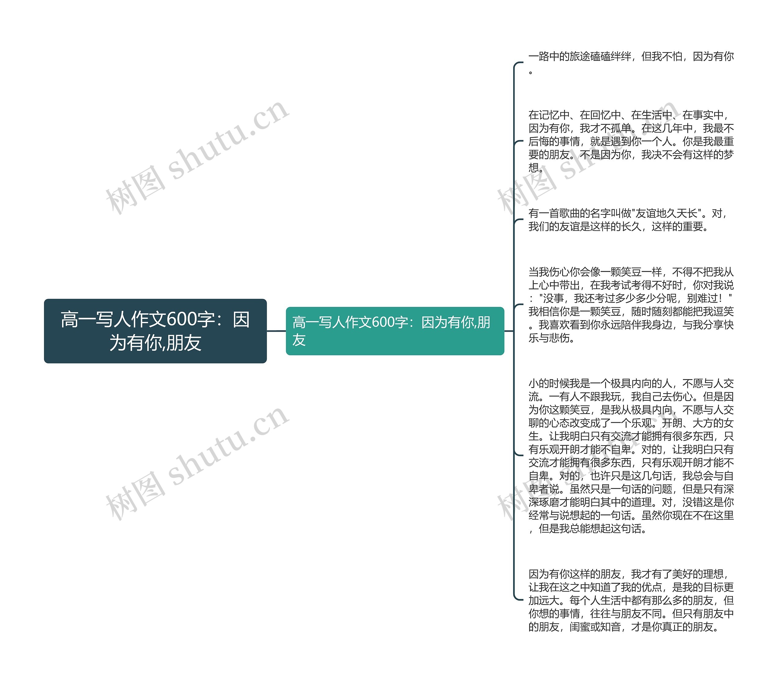 高一写人作文600字：因为有你,朋友思维导图