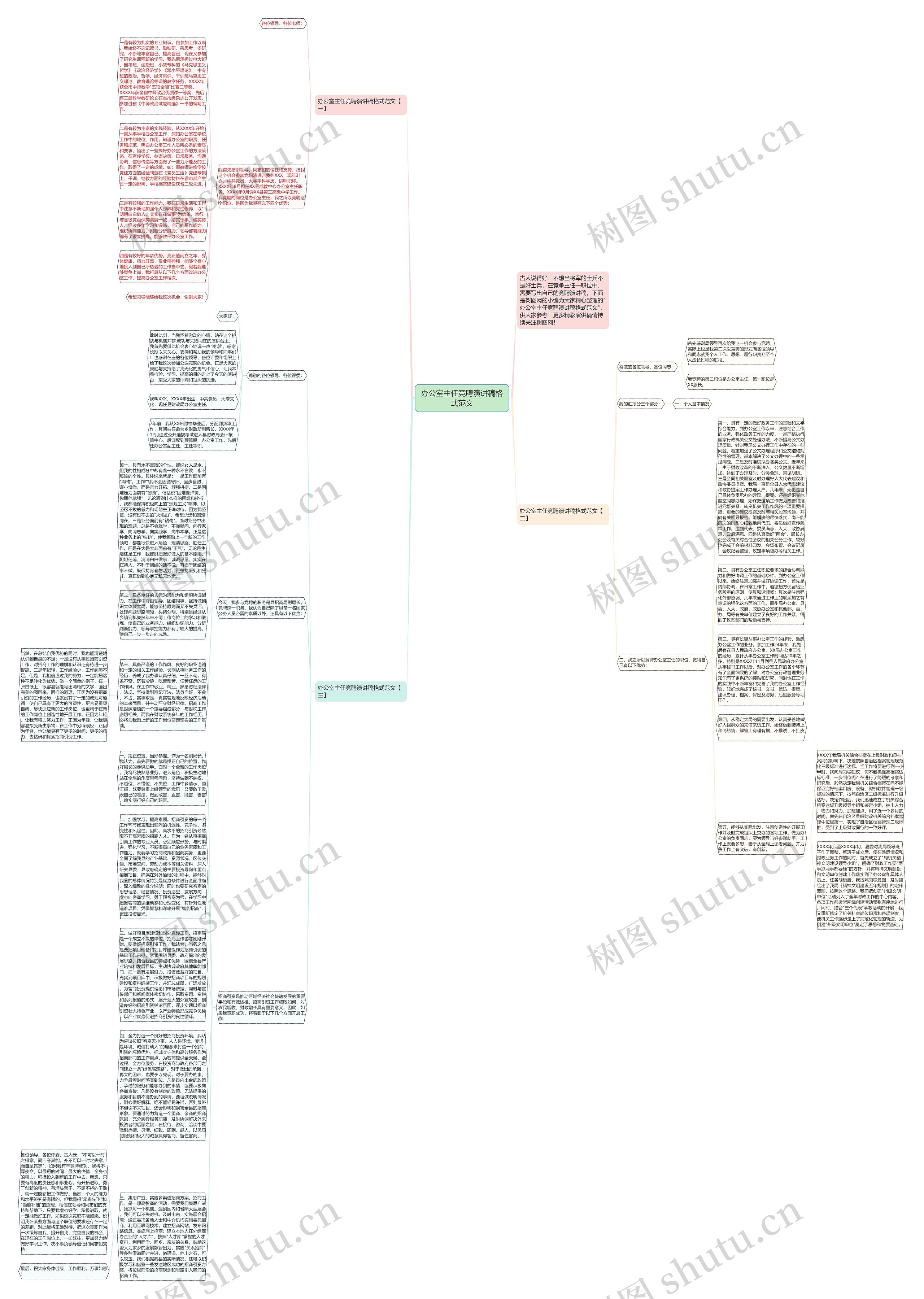 办公室主任竞聘演讲稿格式范文思维导图