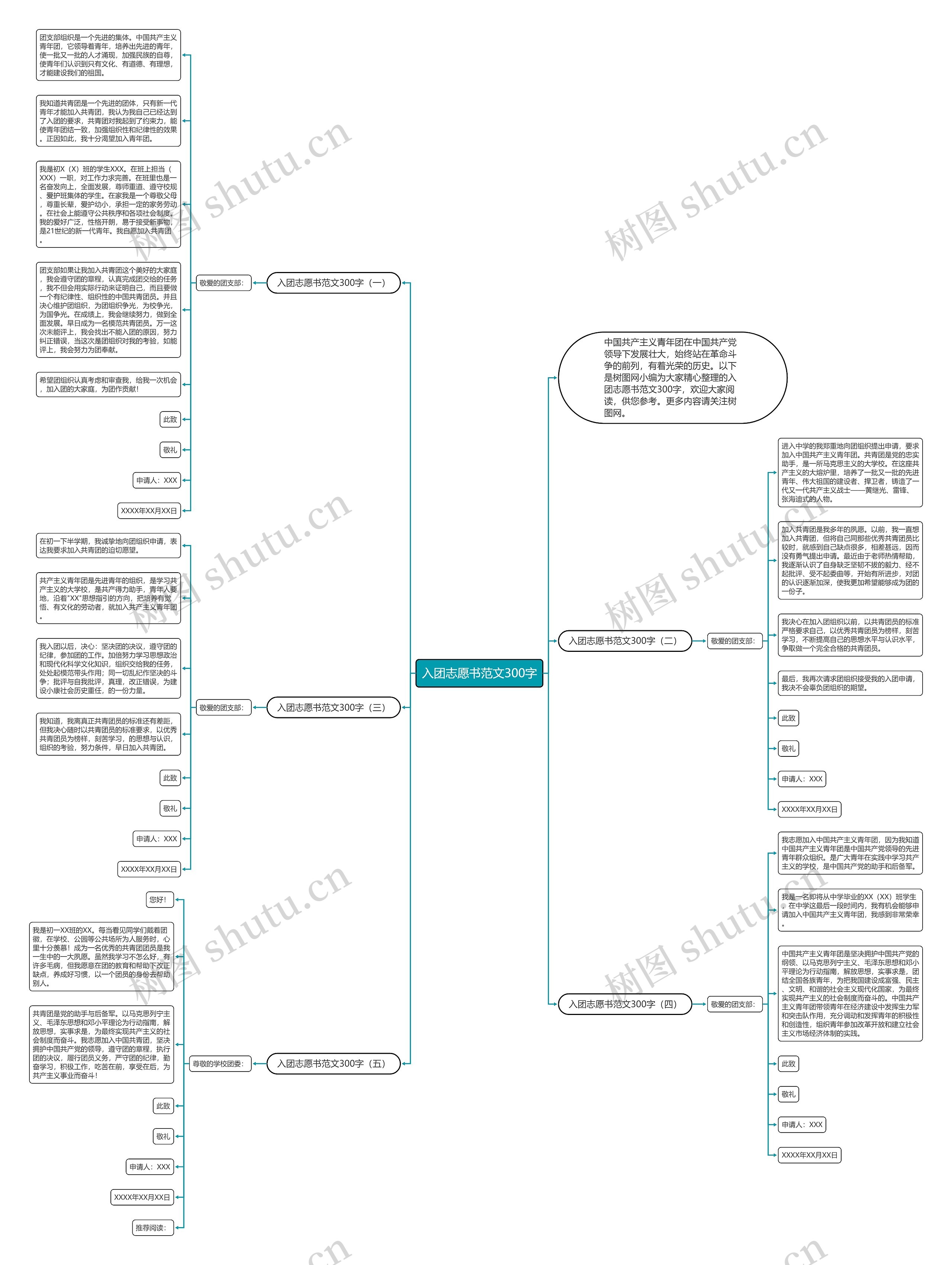 入团志愿书范文300字思维导图