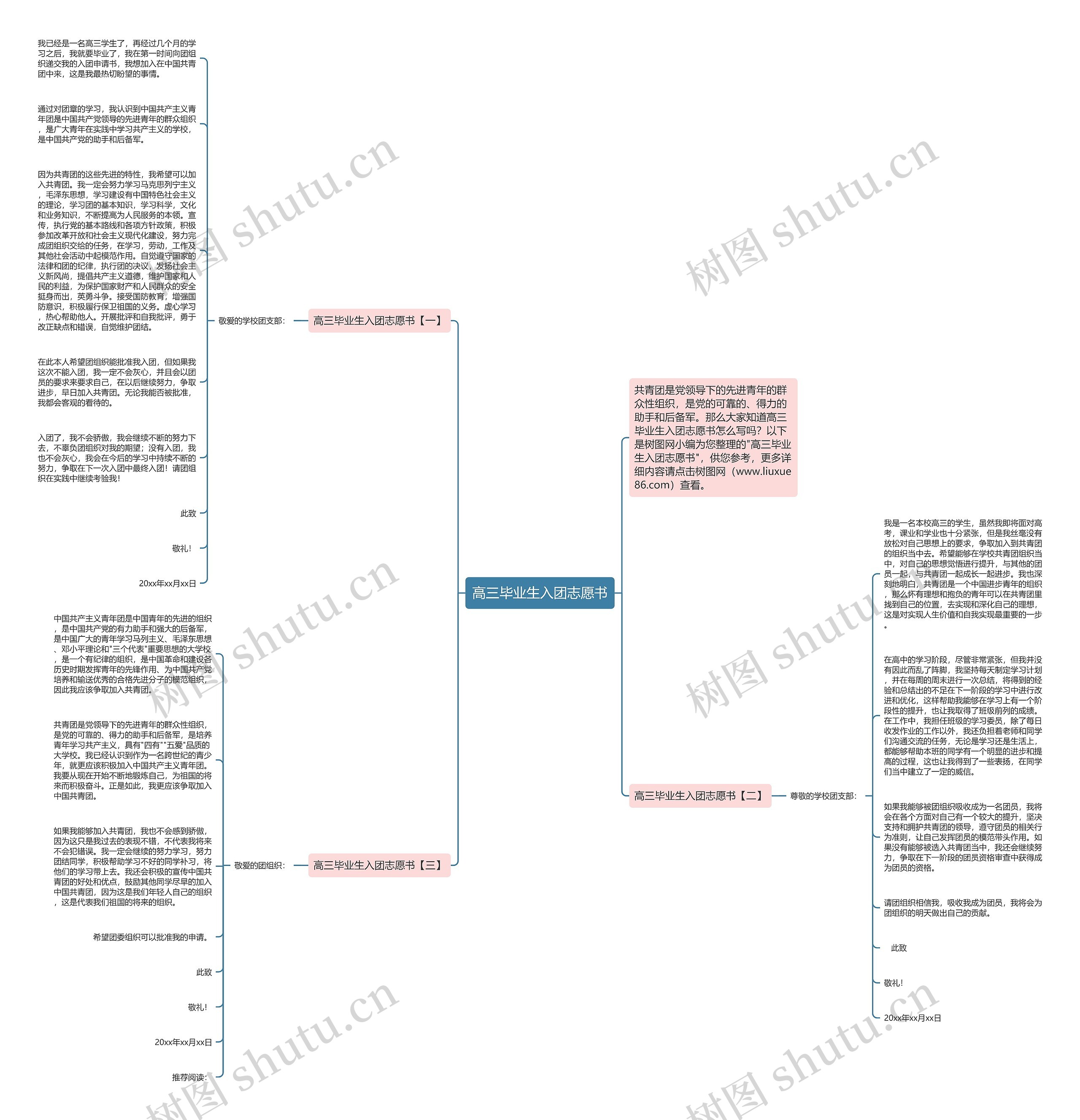高三毕业生入团志愿书思维导图