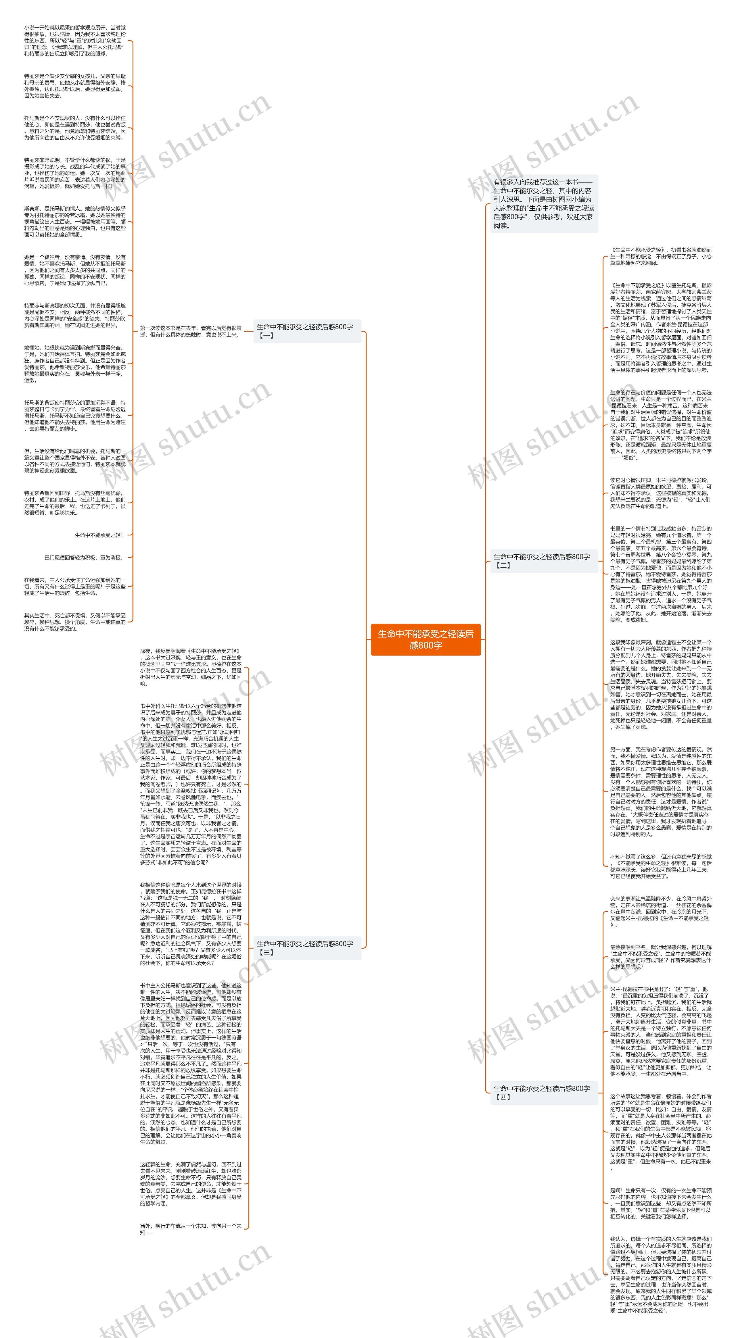 生命中不能承受之轻读后感800字思维导图