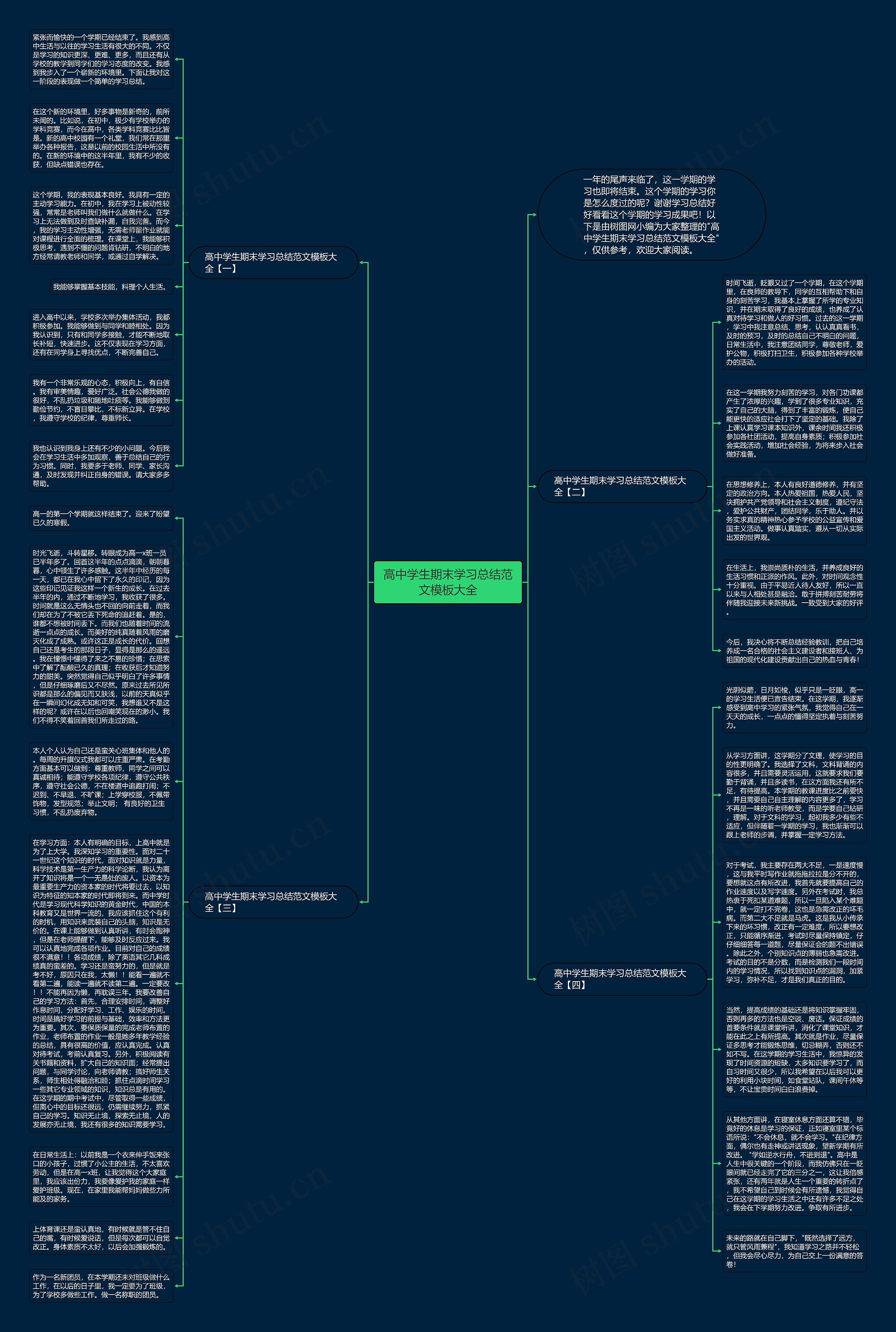 高中学生期末学习总结范文大全思维导图