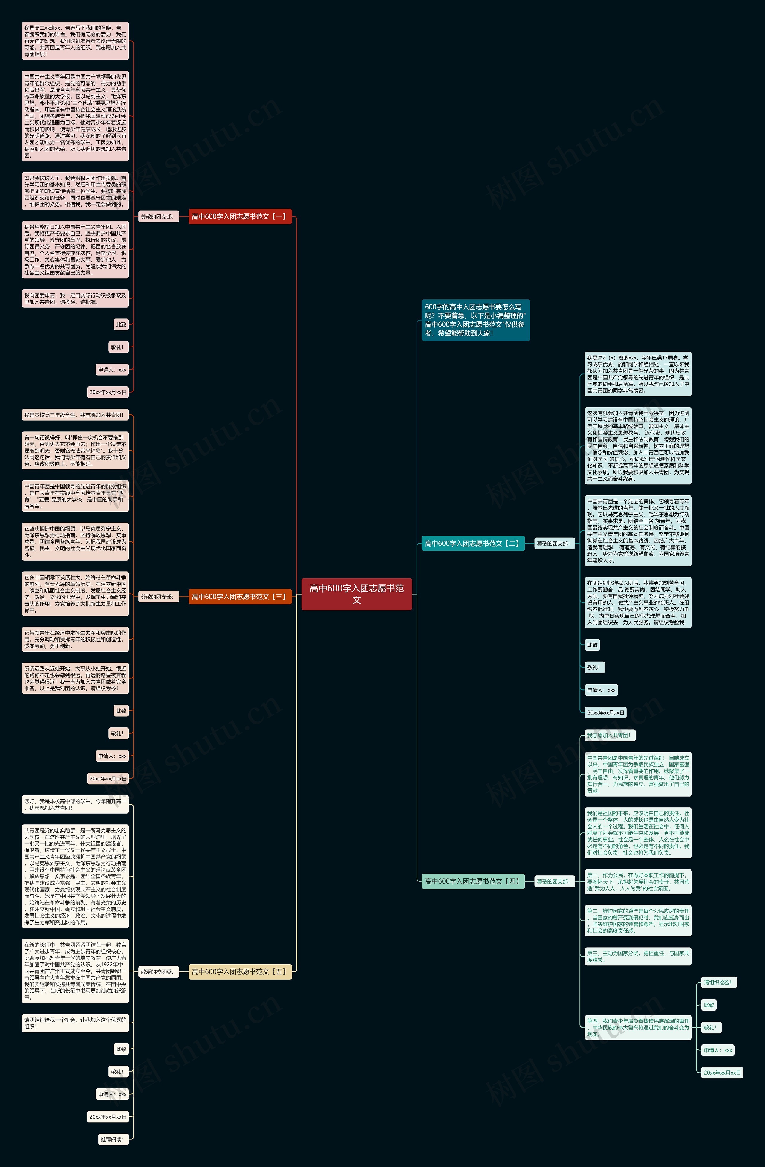 高中600字入团志愿书范文思维导图