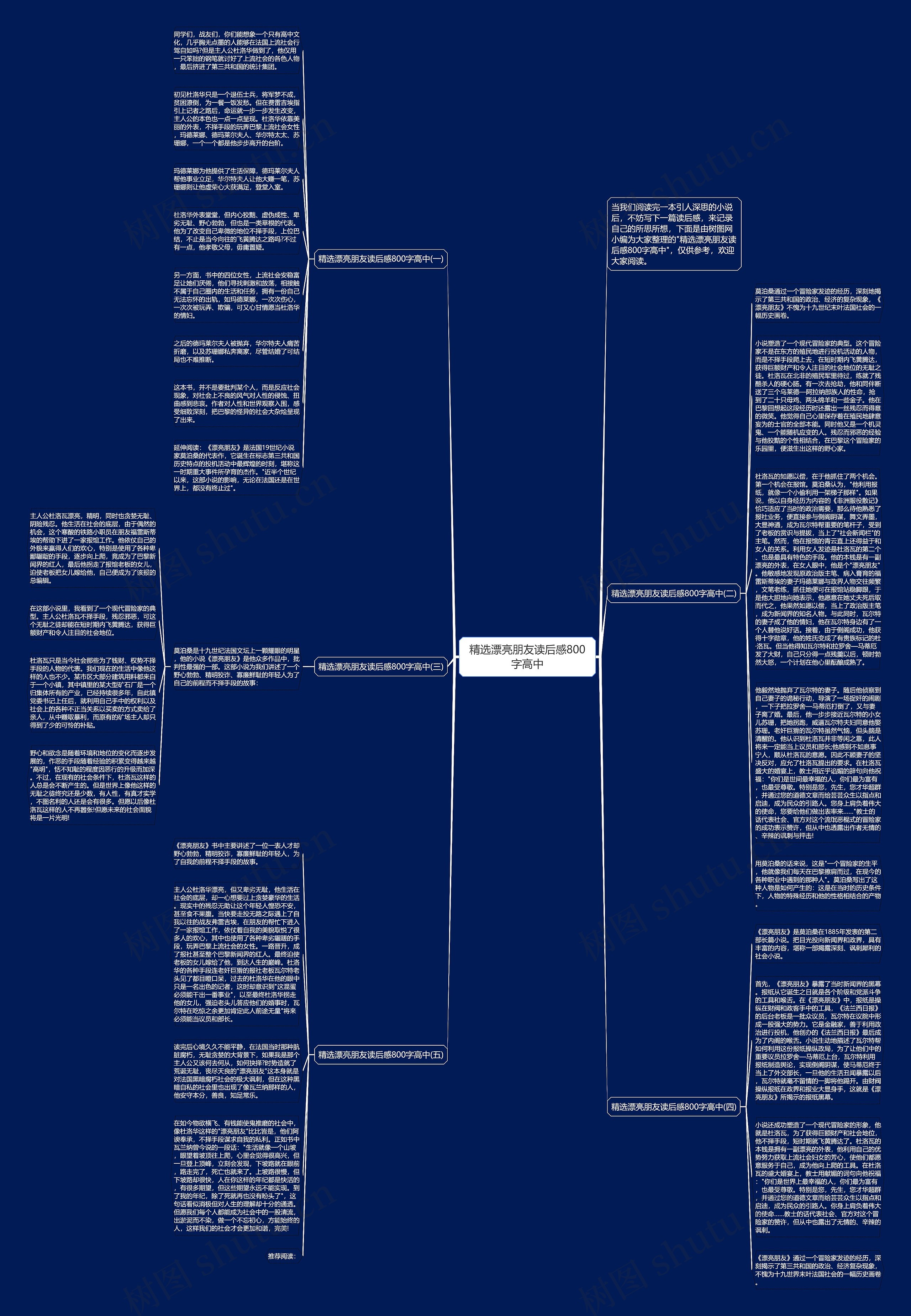精选漂亮朋友读后感800字高中思维导图