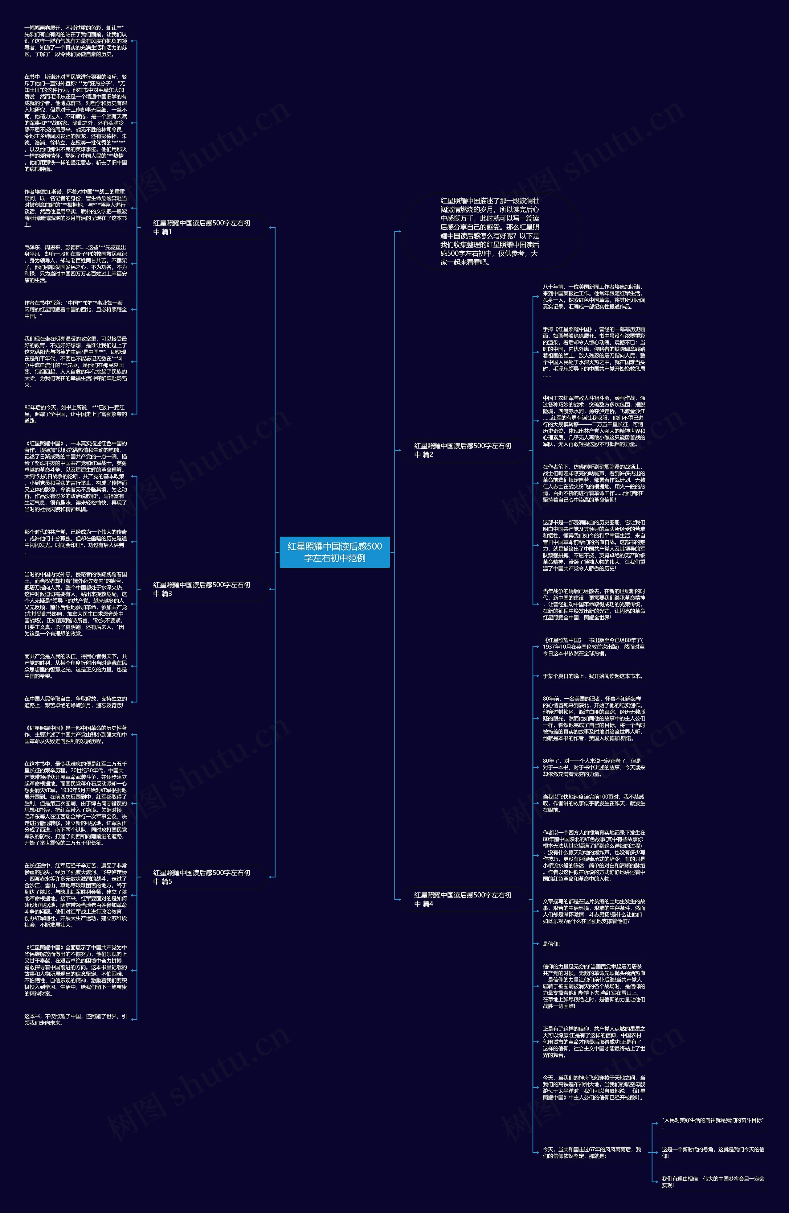 红星照耀中国读后感500字左右初中范例思维导图