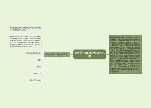 2014单位正规辞职报告范本