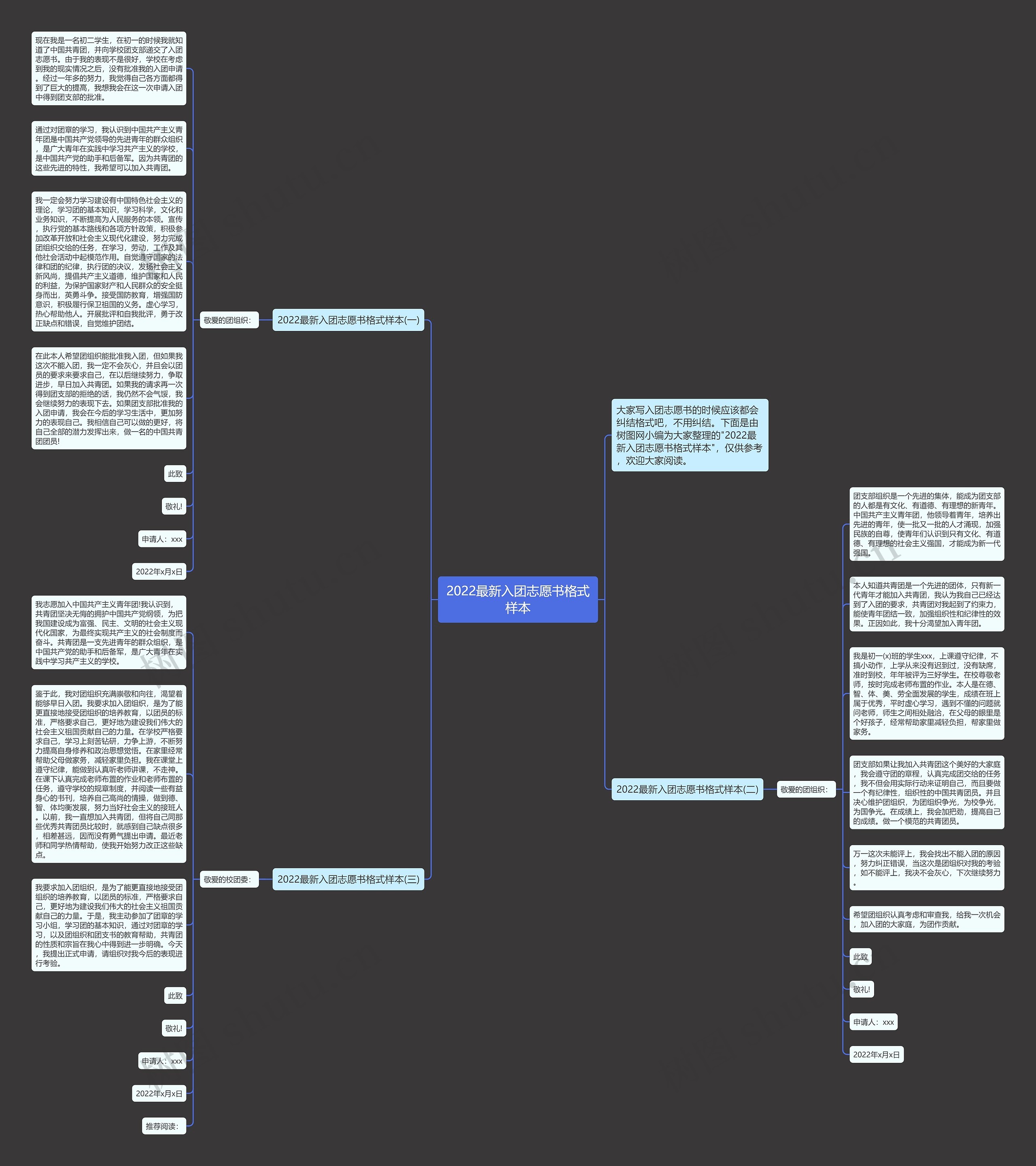 2022最新入团志愿书格式样本思维导图