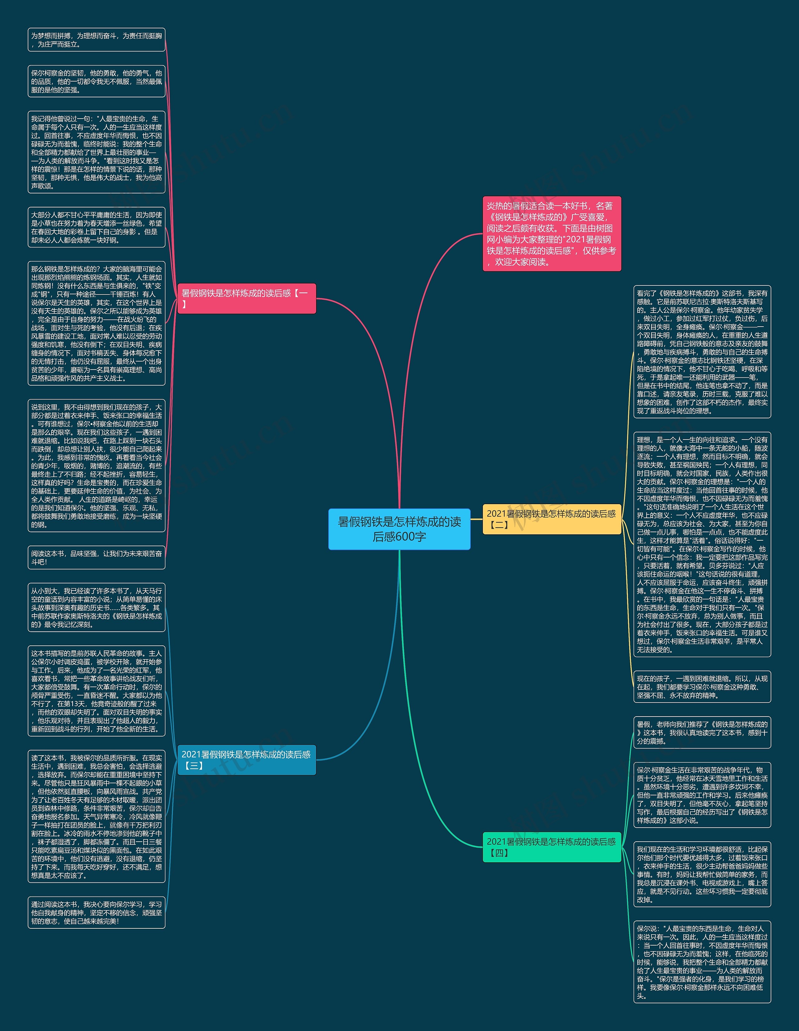 暑假钢铁是怎样炼成的读后感600字思维导图