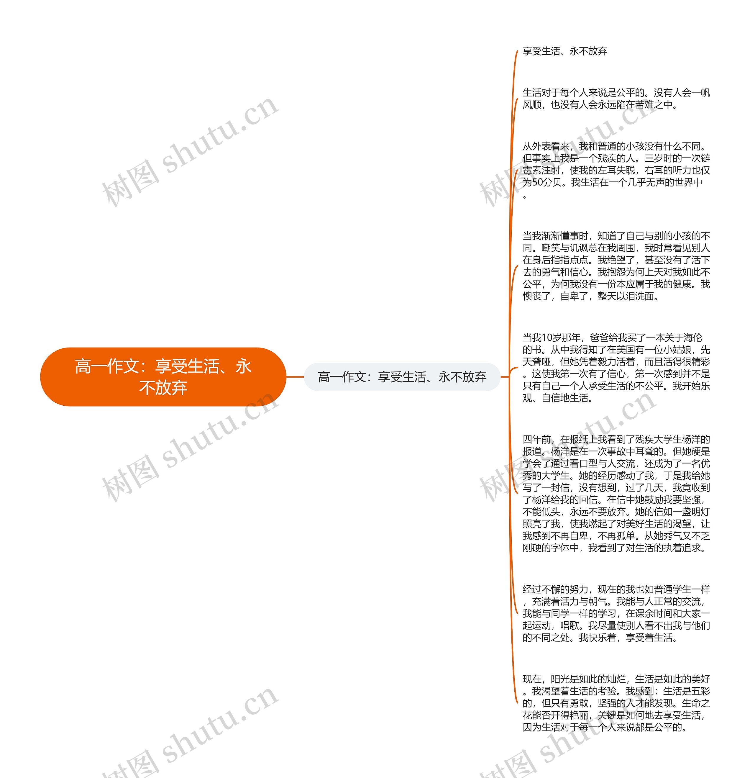 高一作文：享受生活、永不放弃思维导图