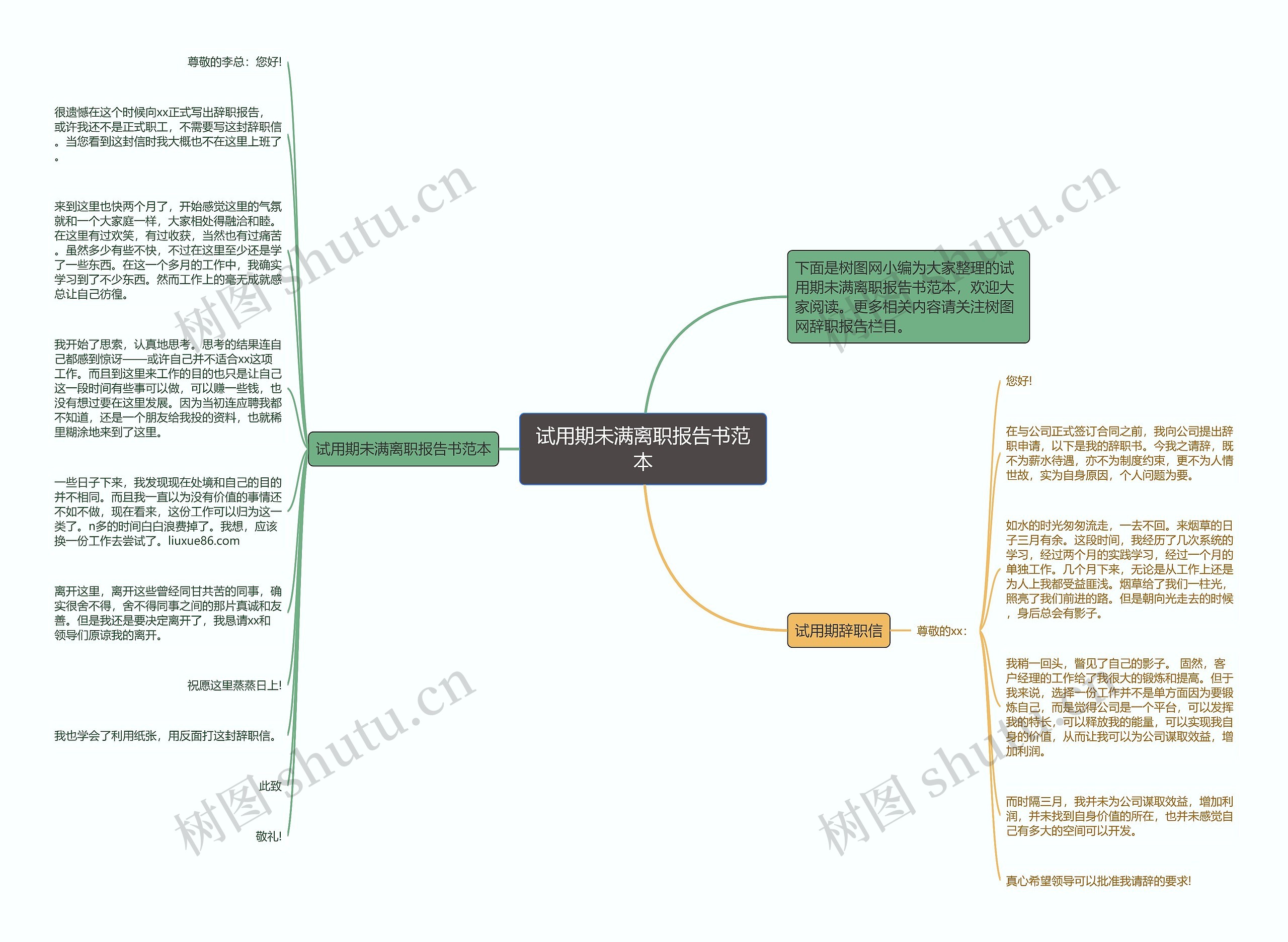 试用期未满离职报告书范本