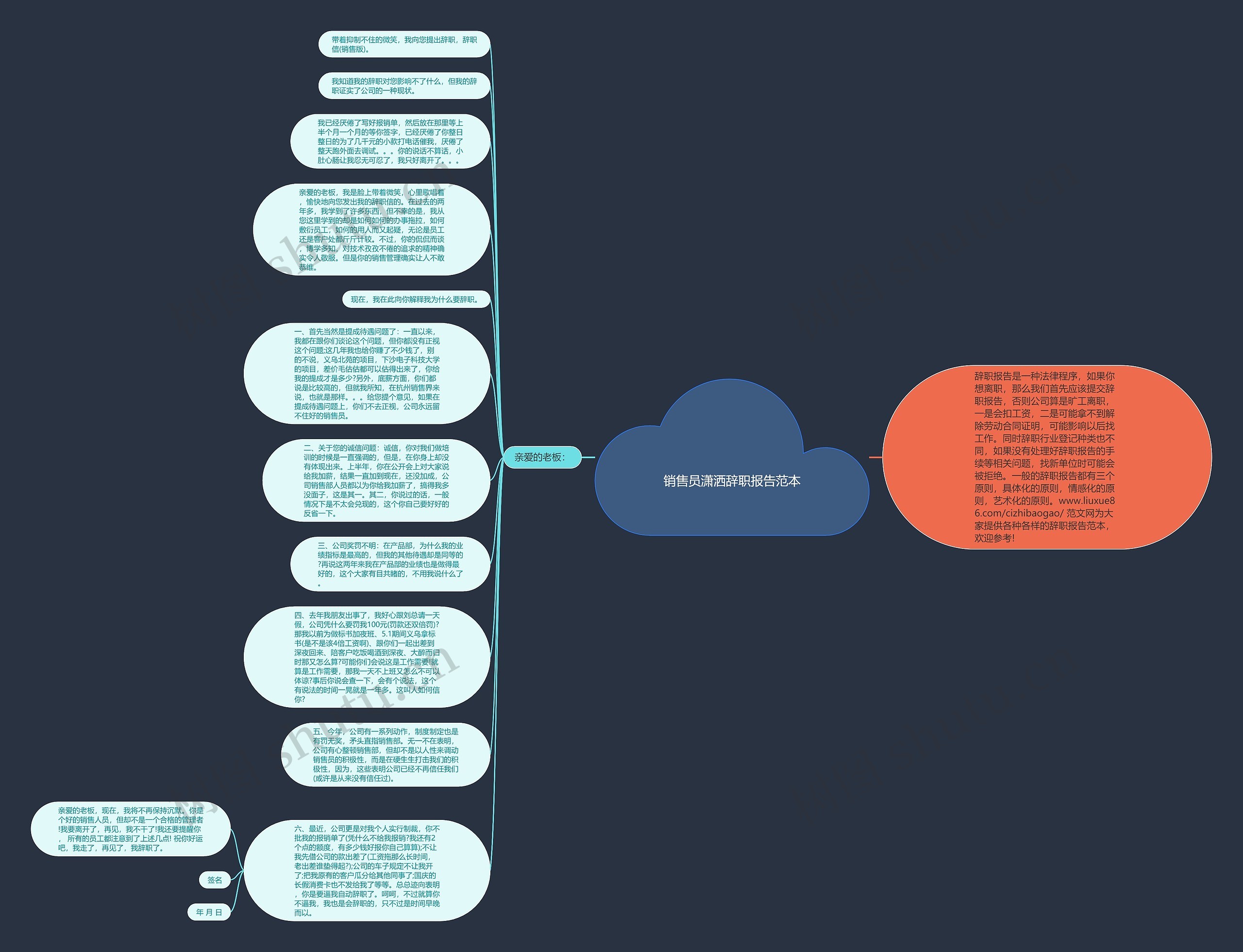 销售员潇洒辞职报告范本思维导图