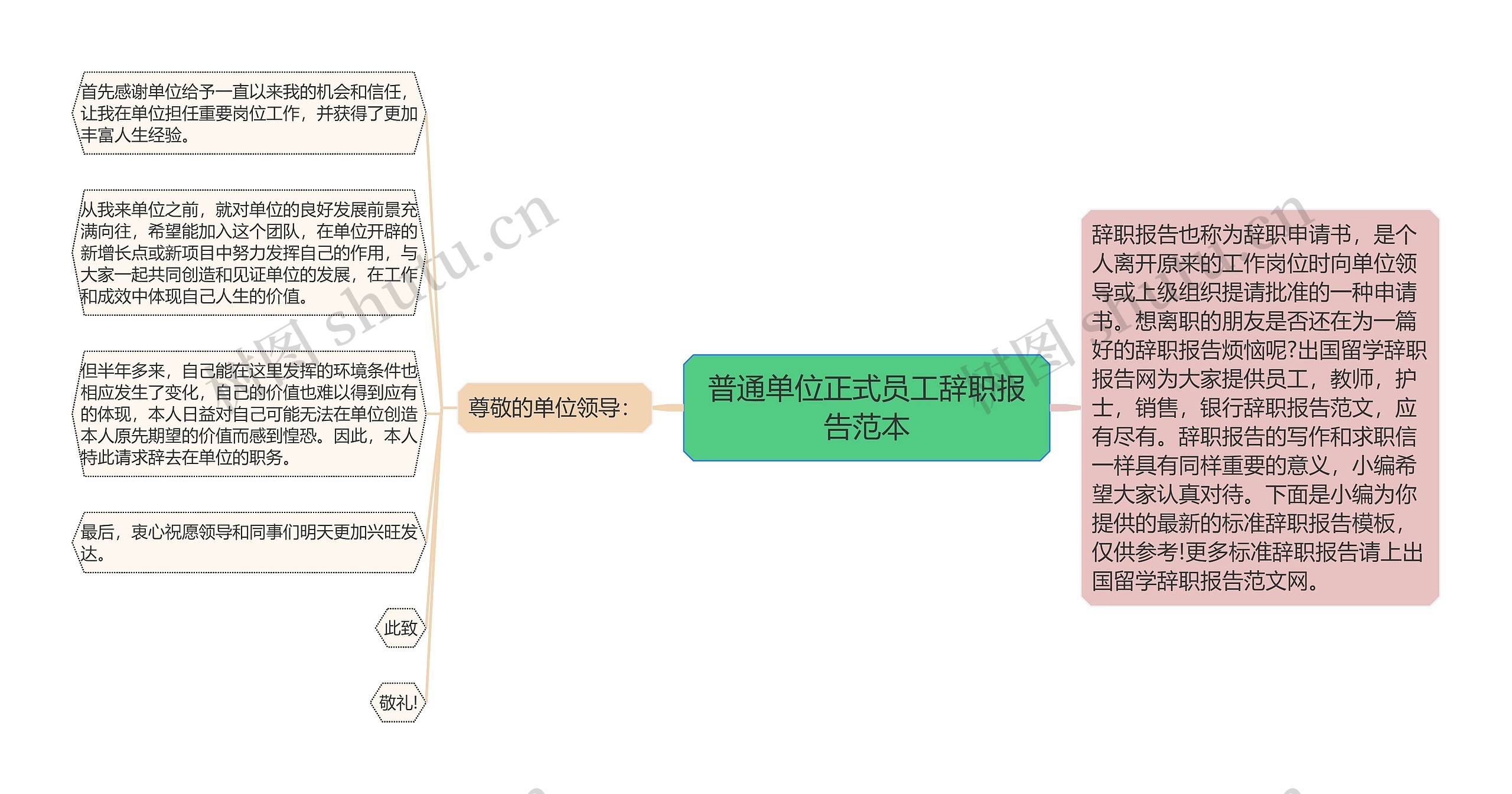 普通单位正式员工辞职报告范本思维导图