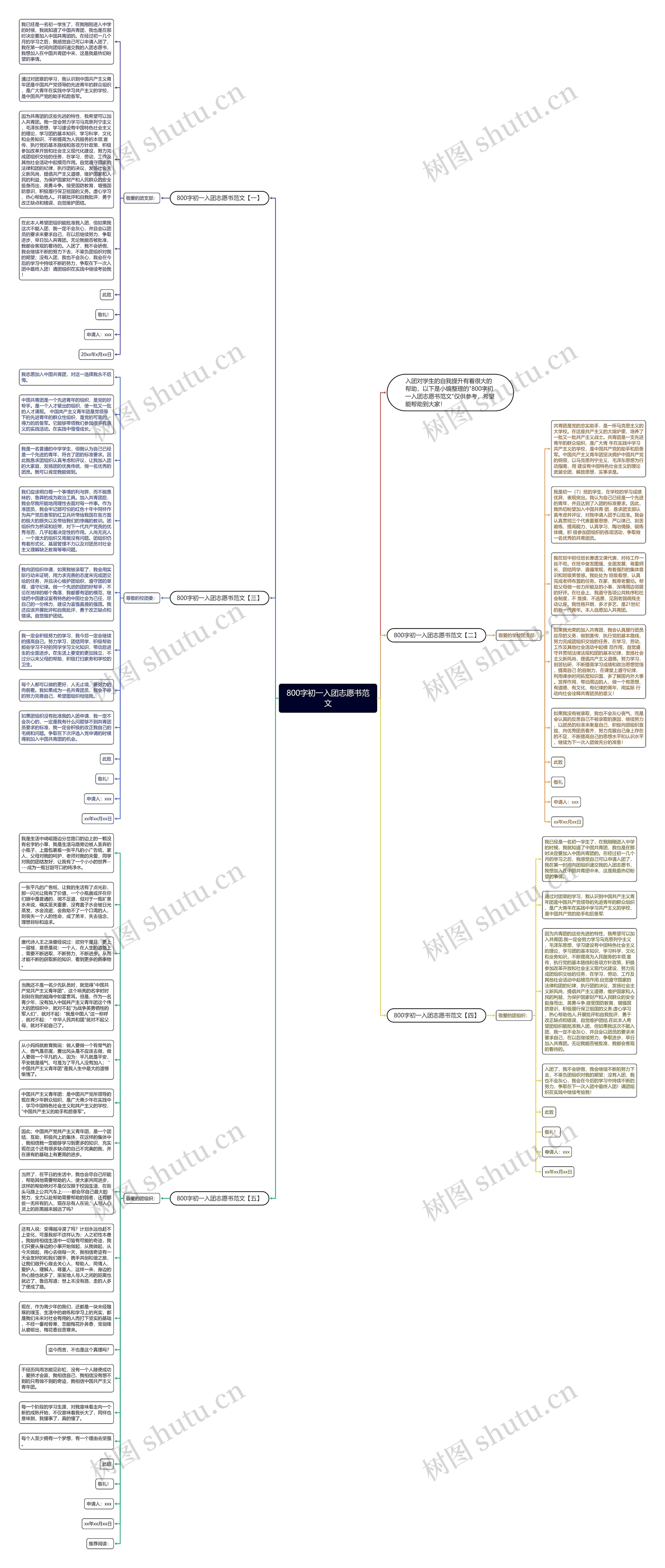 800字初一入团志愿书范文思维导图