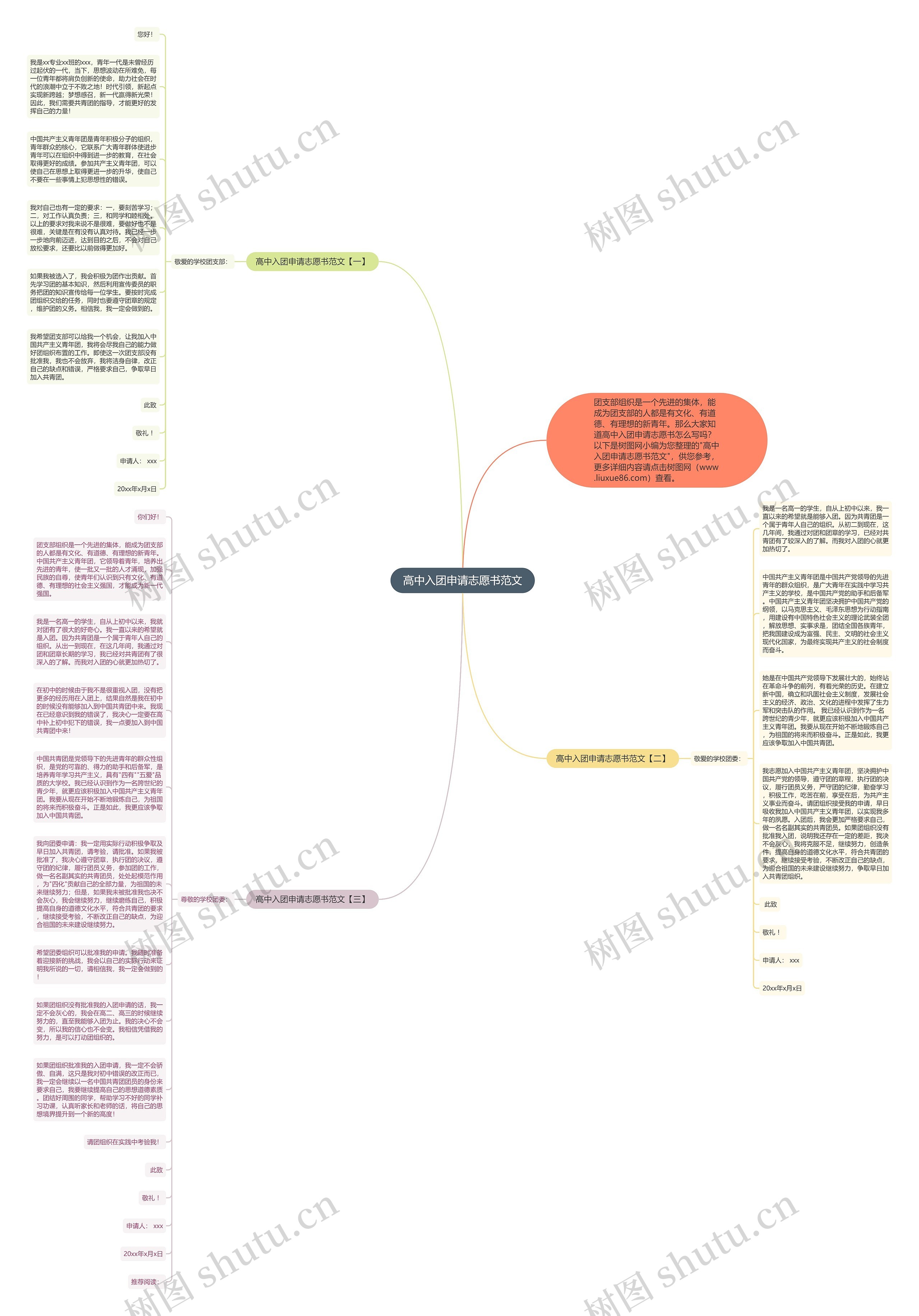 高中入团申请志愿书范文思维导图