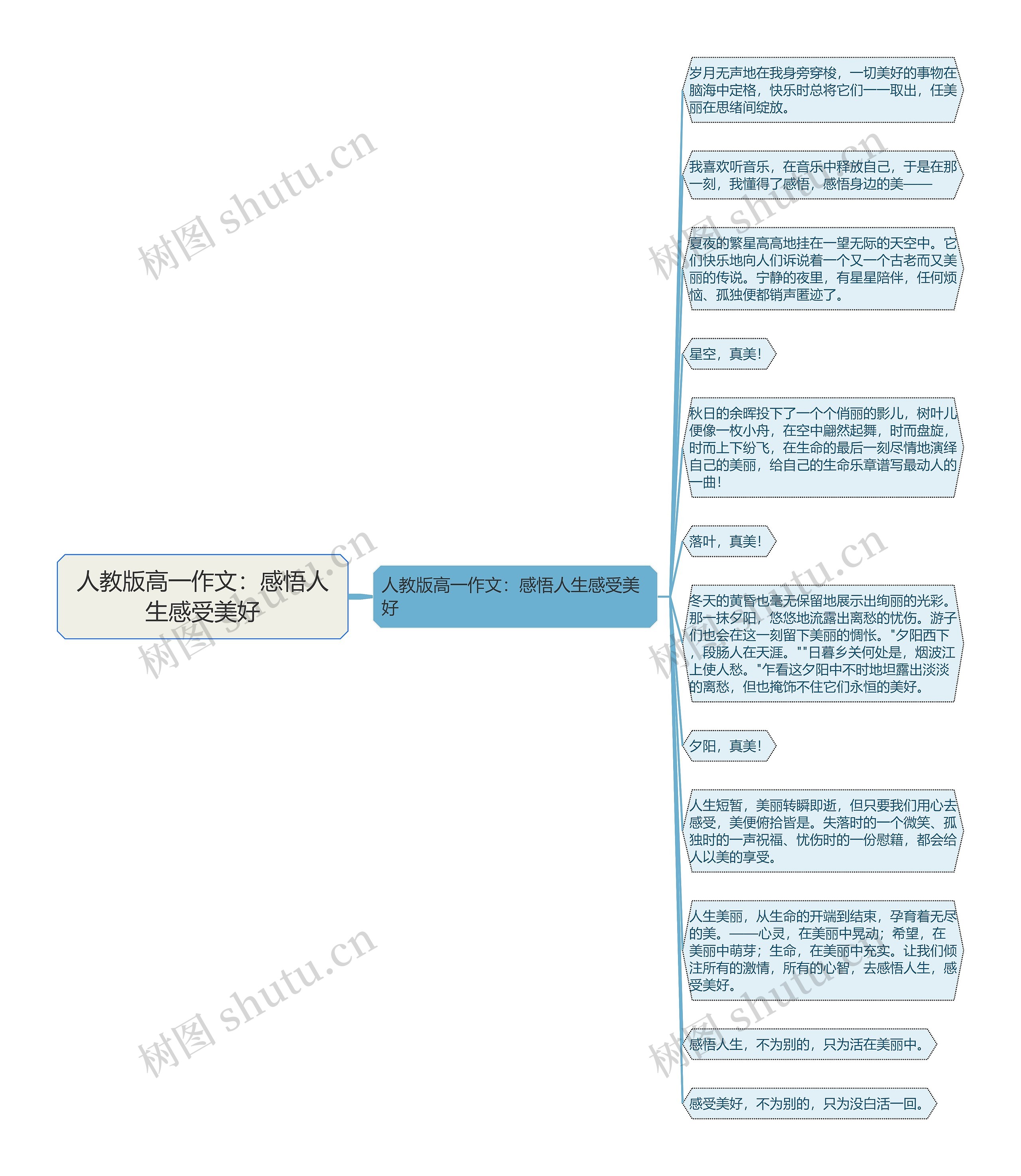 人教版高一作文：感悟人生感受美好思维导图