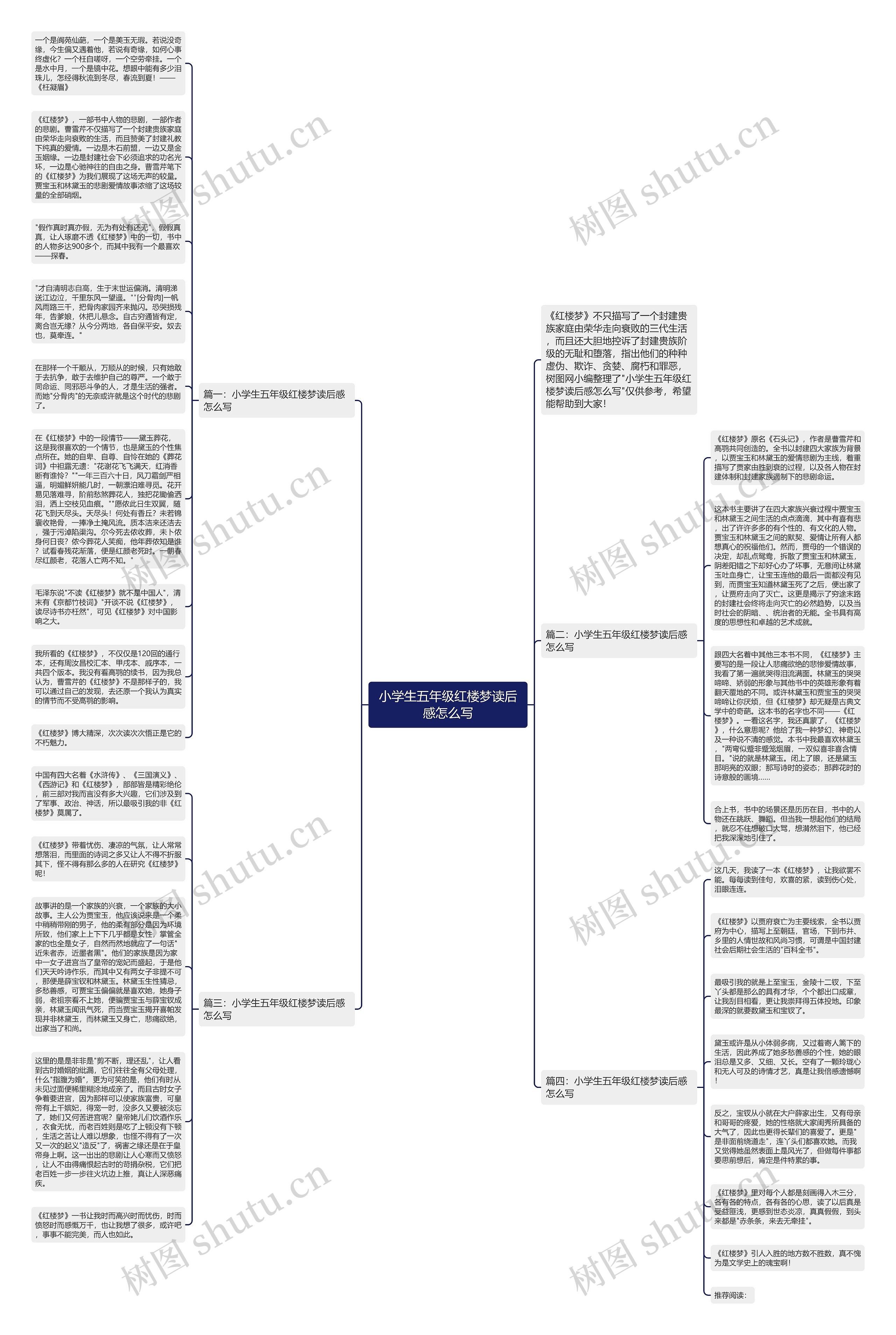 小学生五年级红楼梦读后感怎么写思维导图