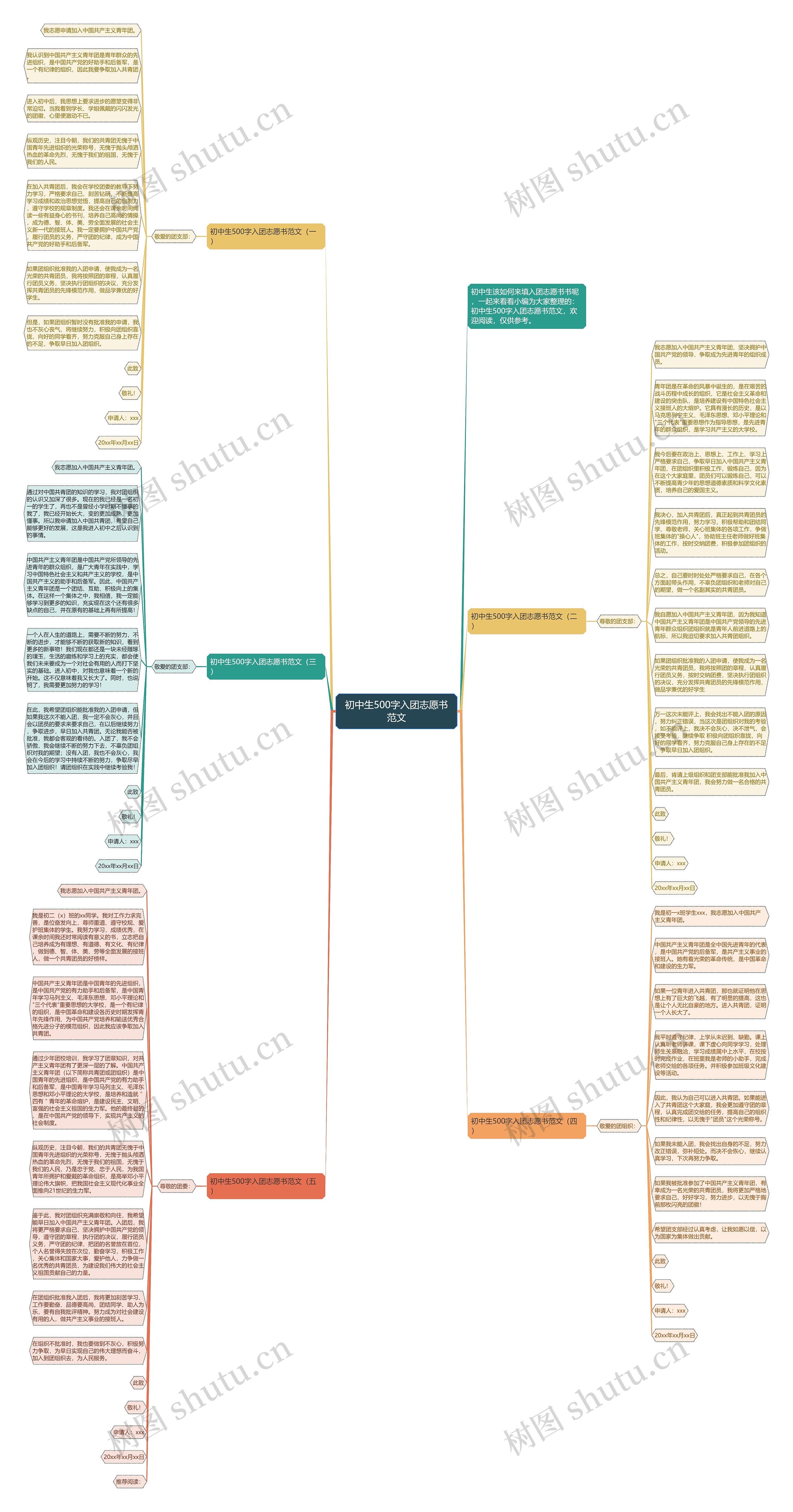 初中生500字入团志愿书范文思维导图