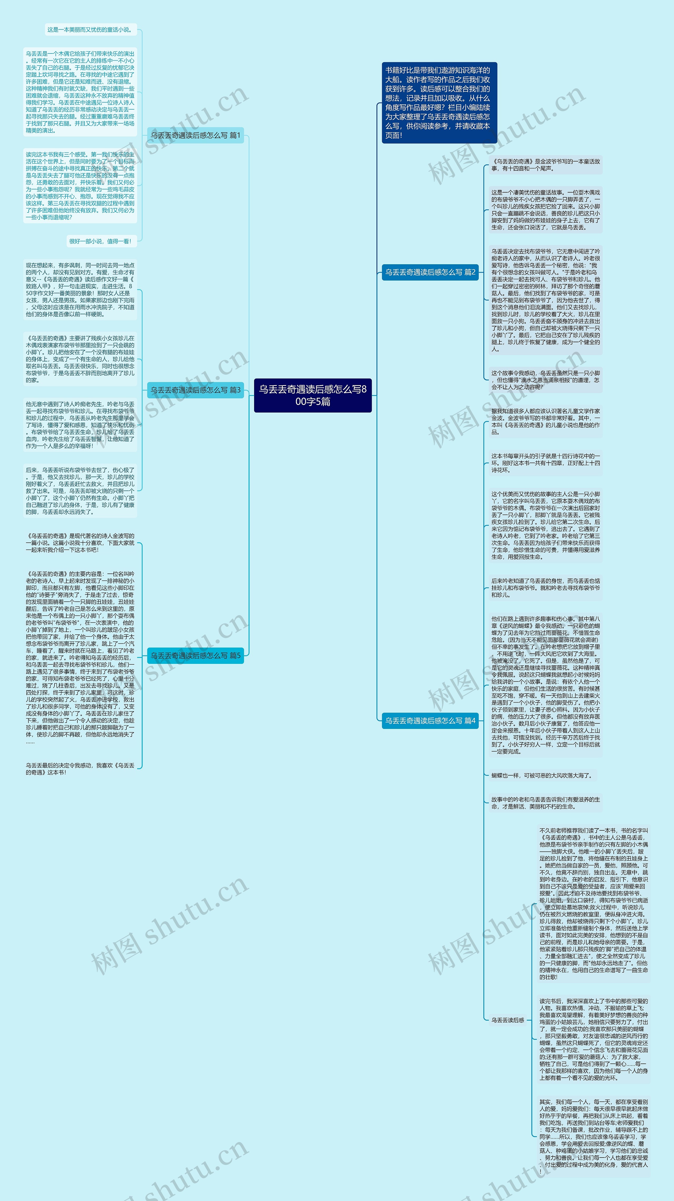 乌丢丢奇遇读后感怎么写800字5篇思维导图