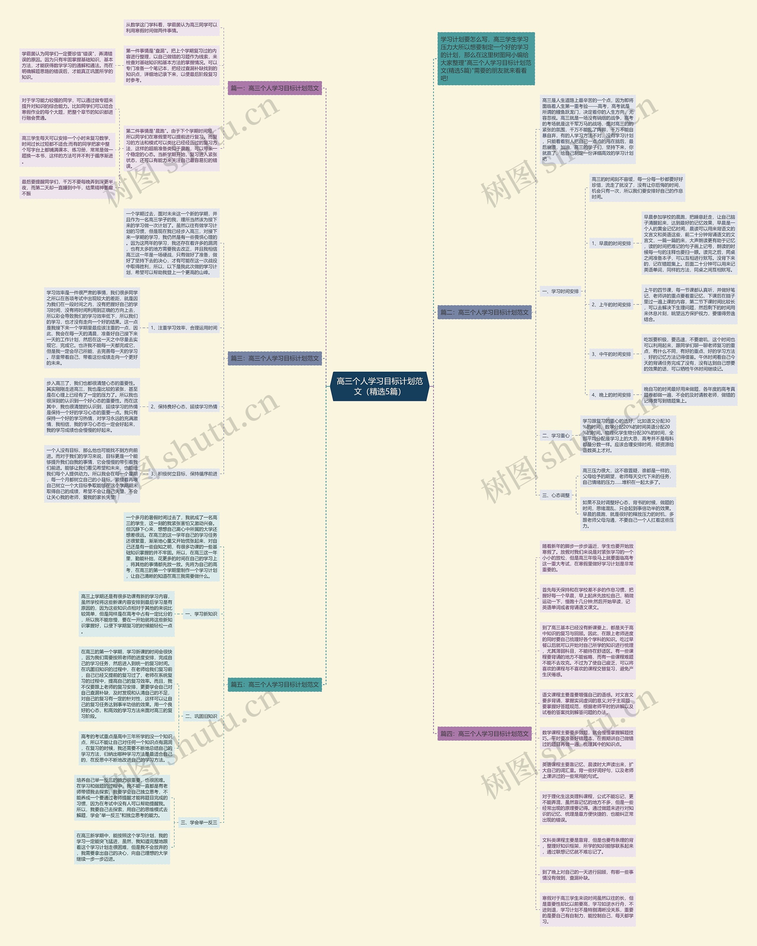 高三个人学习目标计划范文（精选5篇）思维导图