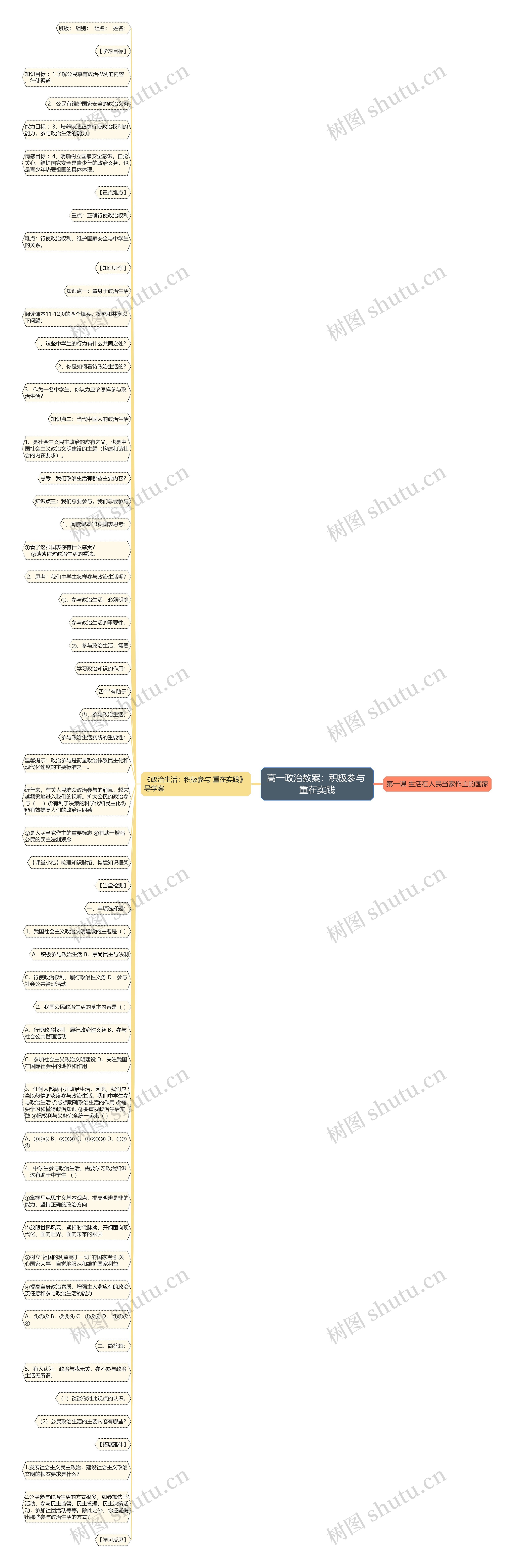 高一政治教案：积极参与 重在实践思维导图