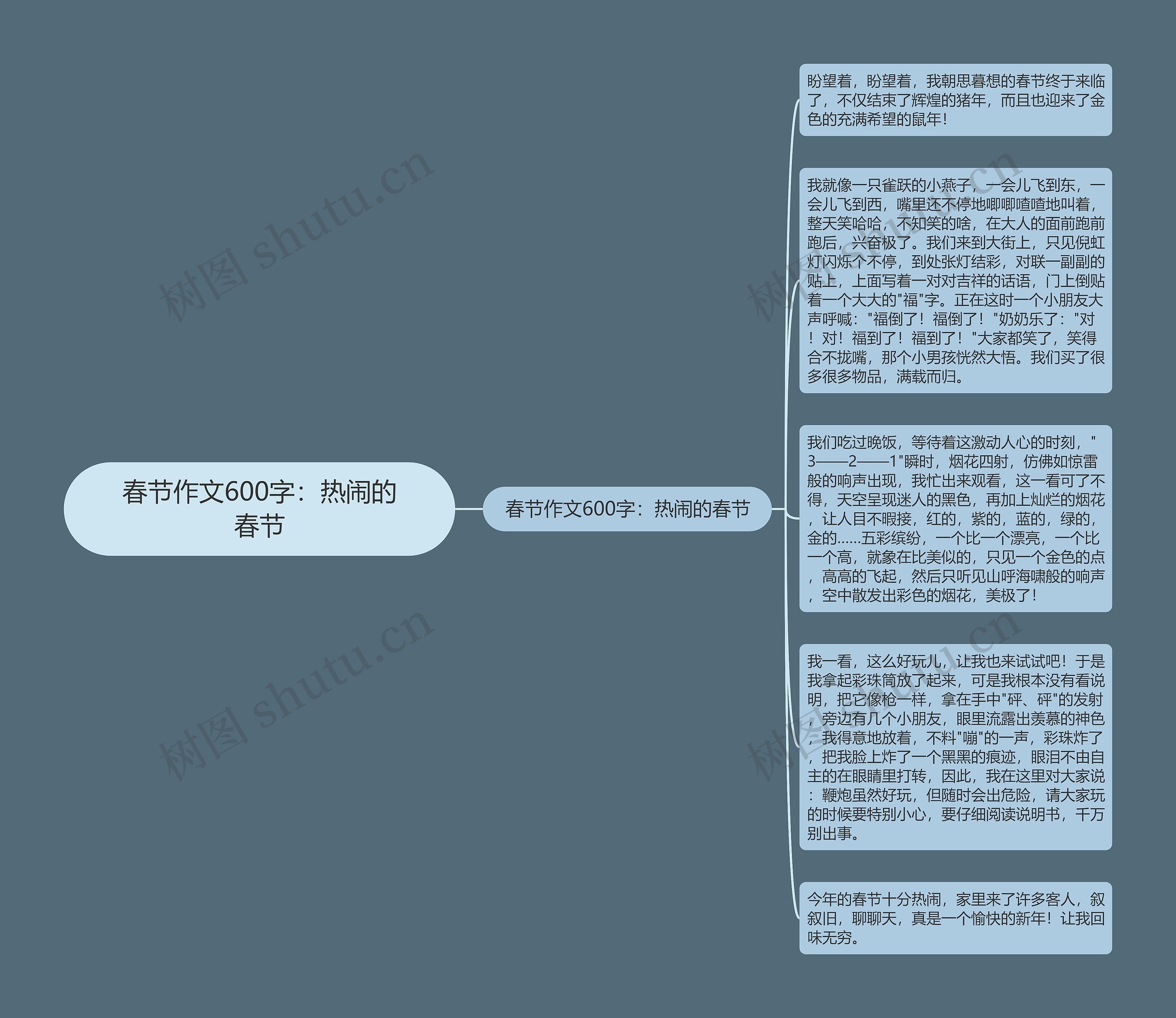 春节作文600字：热闹的春节思维导图