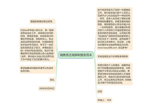 销售员正规辞职报告范本