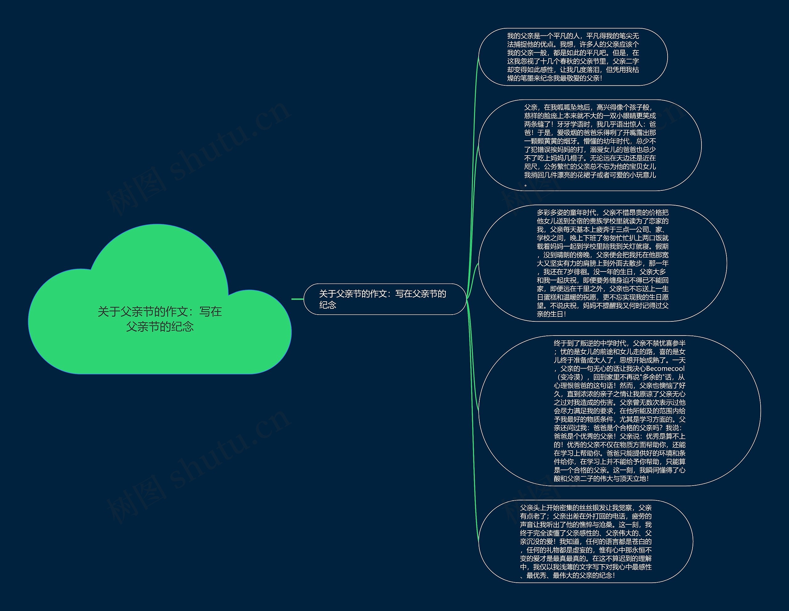 关于父亲节的作文：写在父亲节的纪念思维导图