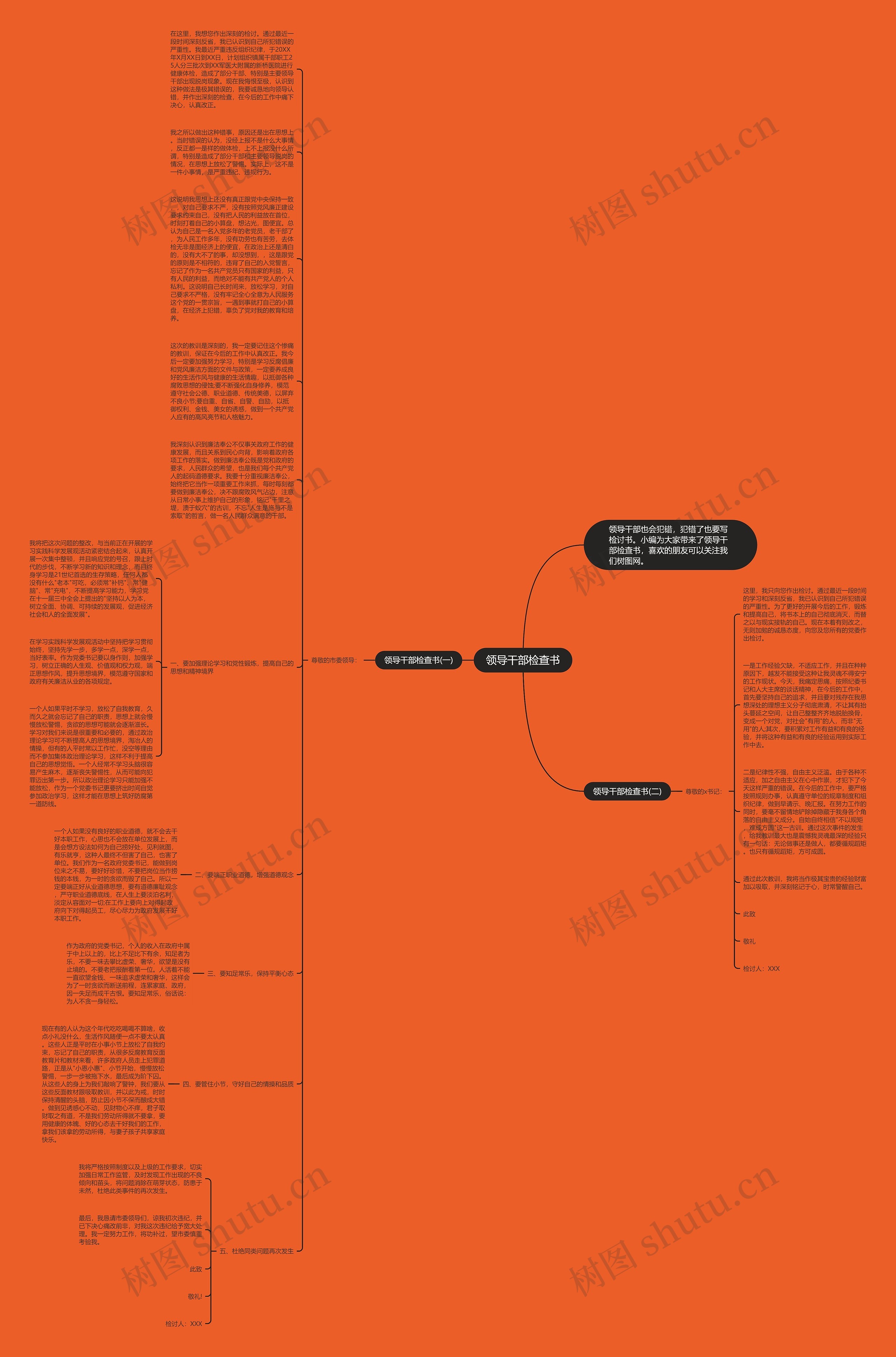 领导干部检查书思维导图