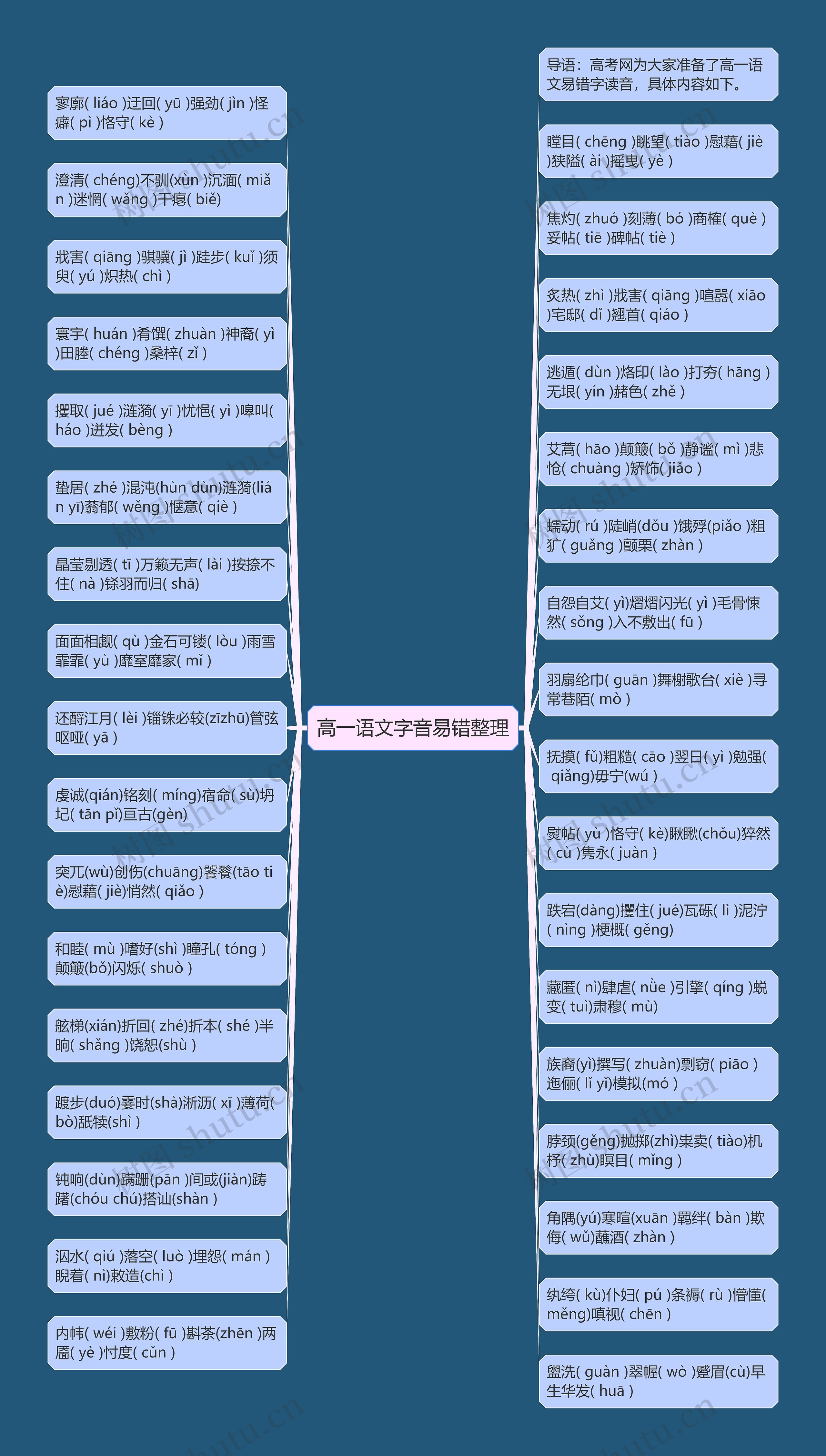 高一语文字音易错整理思维导图