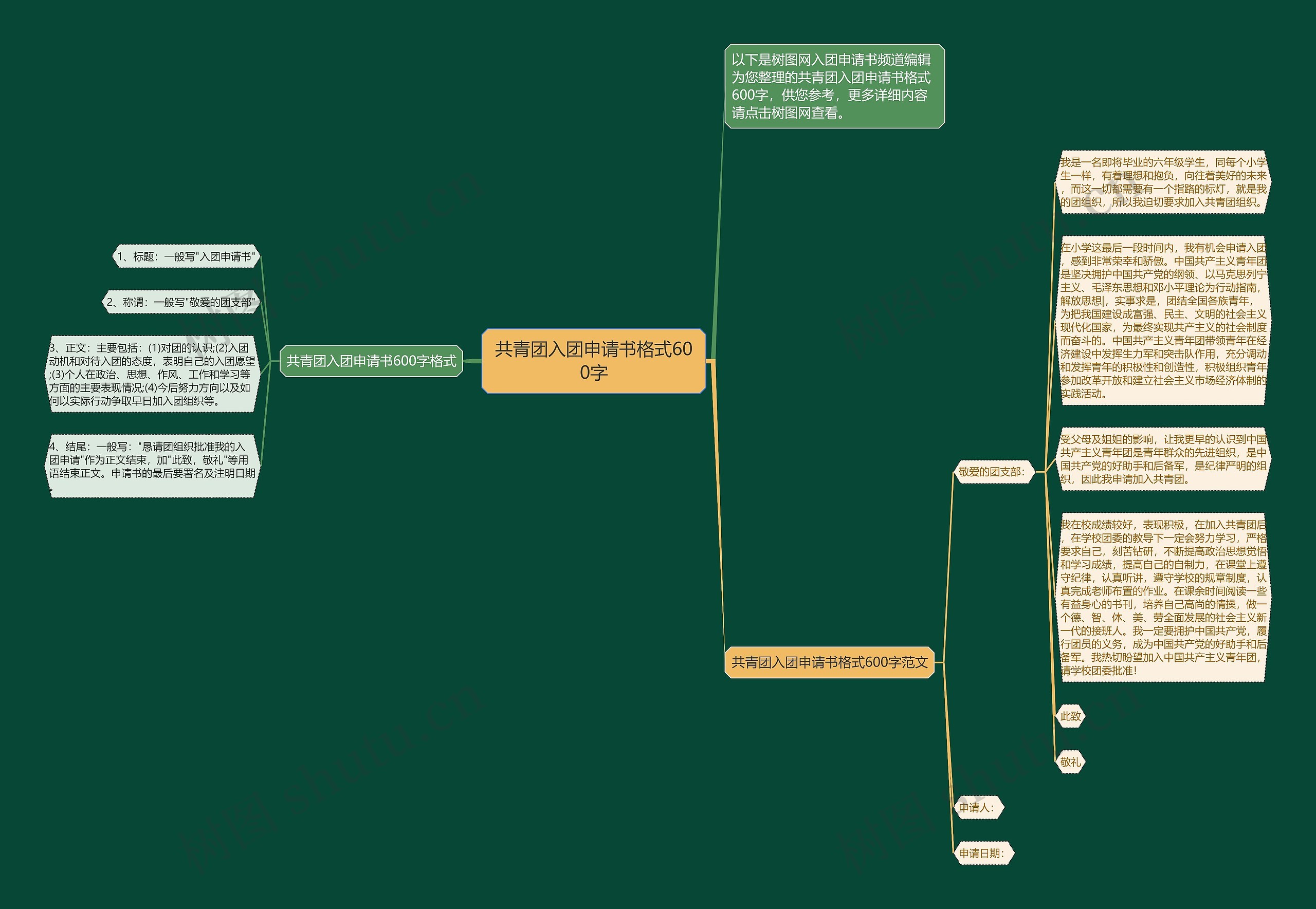 共青团入团申请书格式600字思维导图