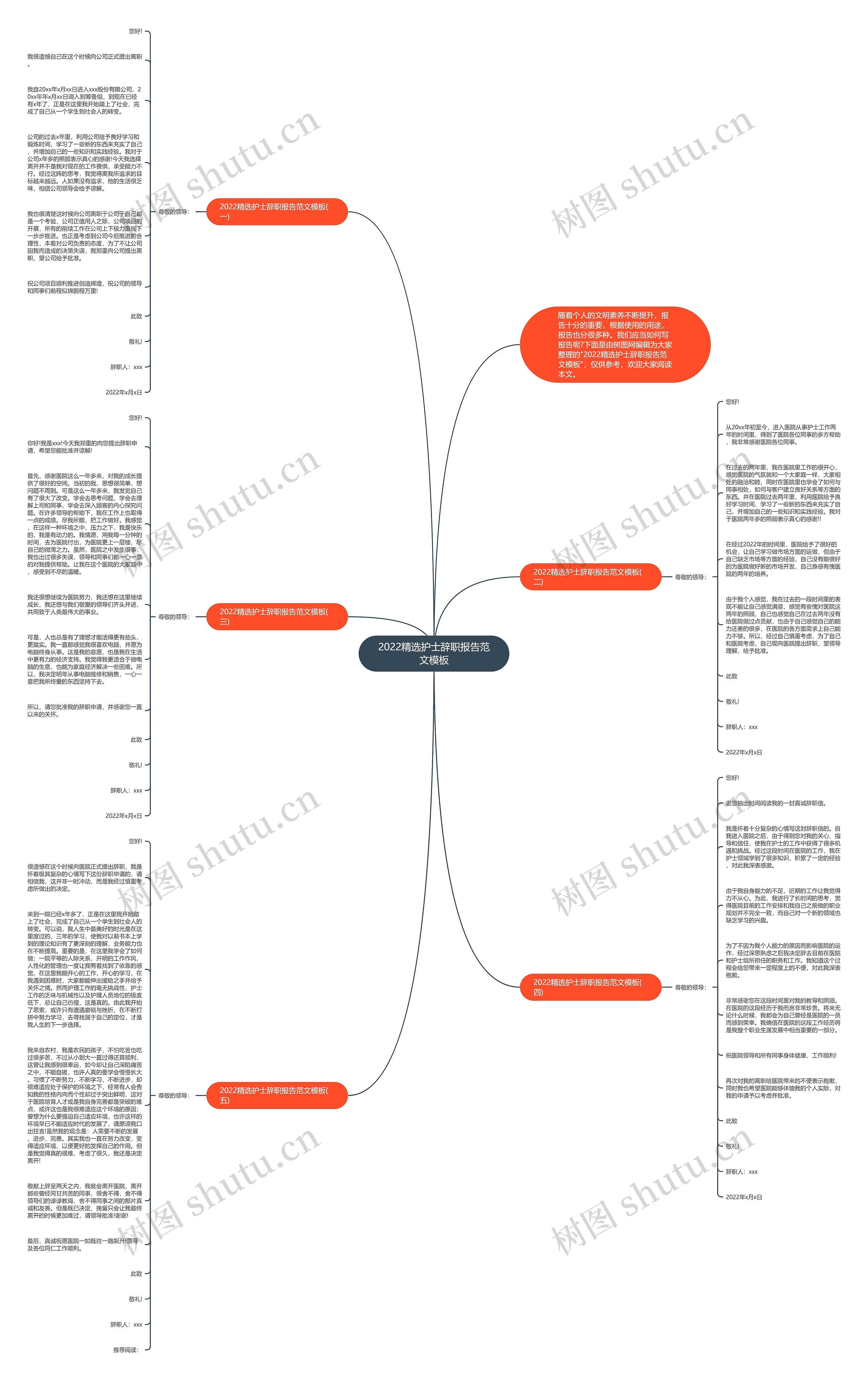 2022精选护士辞职报告范文思维导图