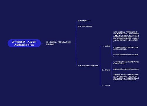 高一政治教案：人民代表大会制度的基本内容