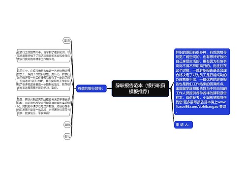 辞职报告范本（银行职员模板推荐）