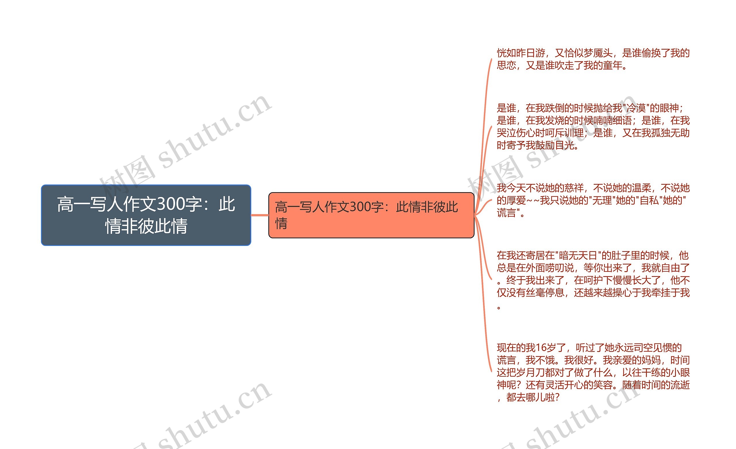 高一写人作文300字：此情非彼此情思维导图