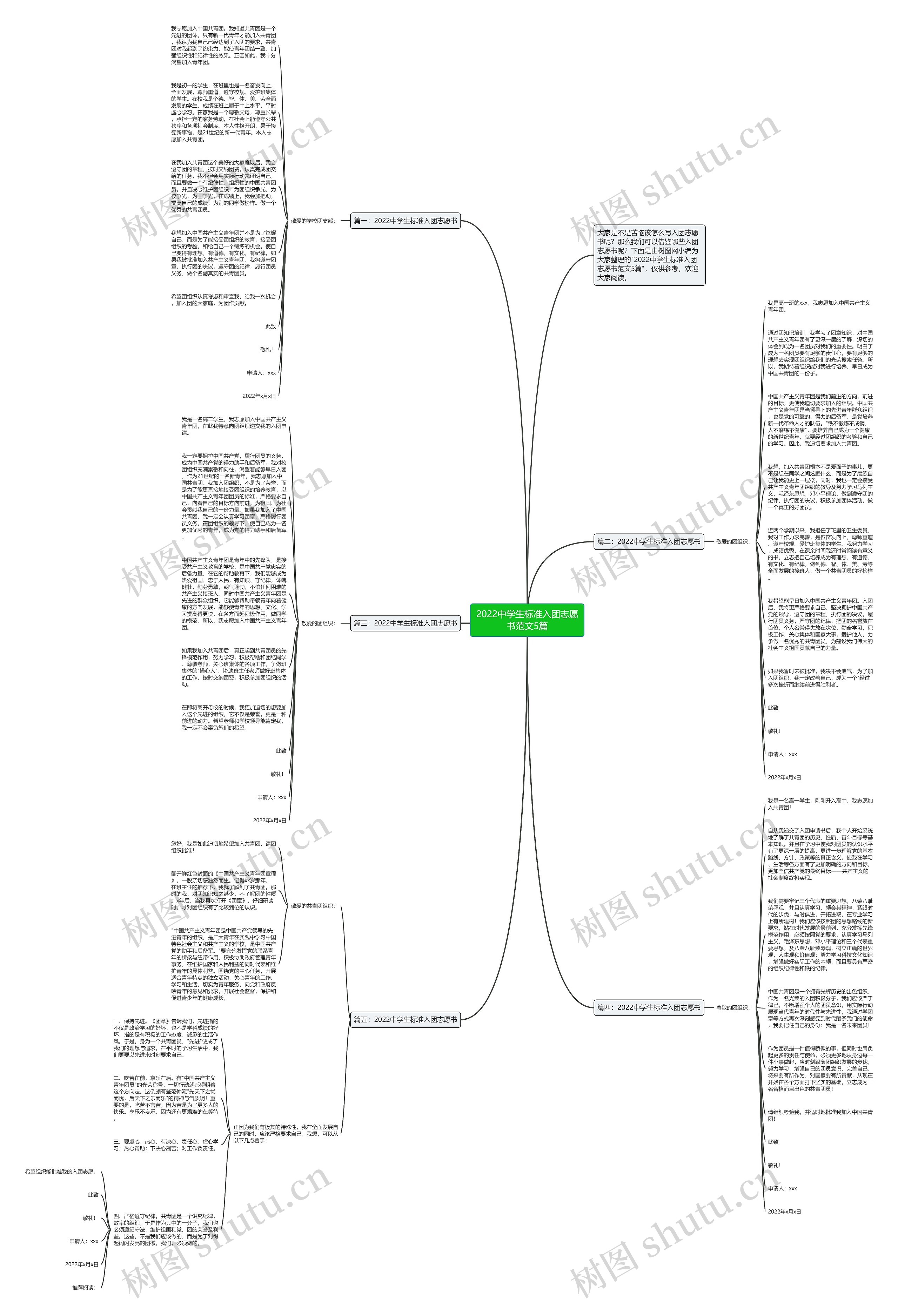 2022中学生标准入团志愿书范文5篇思维导图