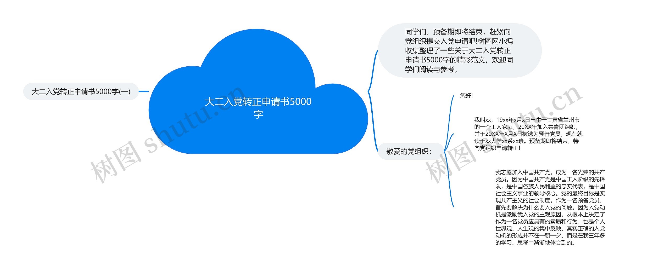 大二入党转正申请书5000字思维导图