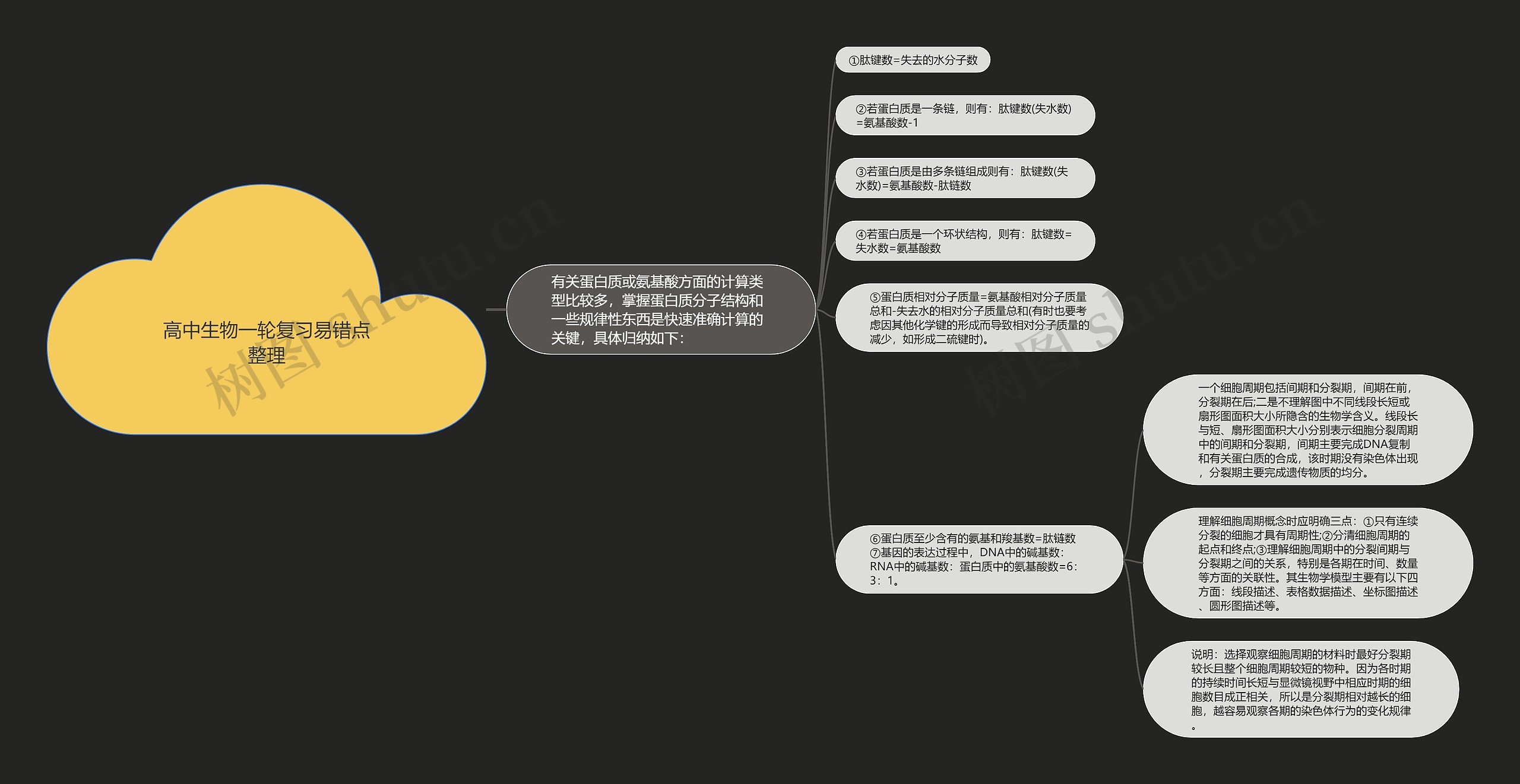 高中生物一轮复习易错点整理思维导图