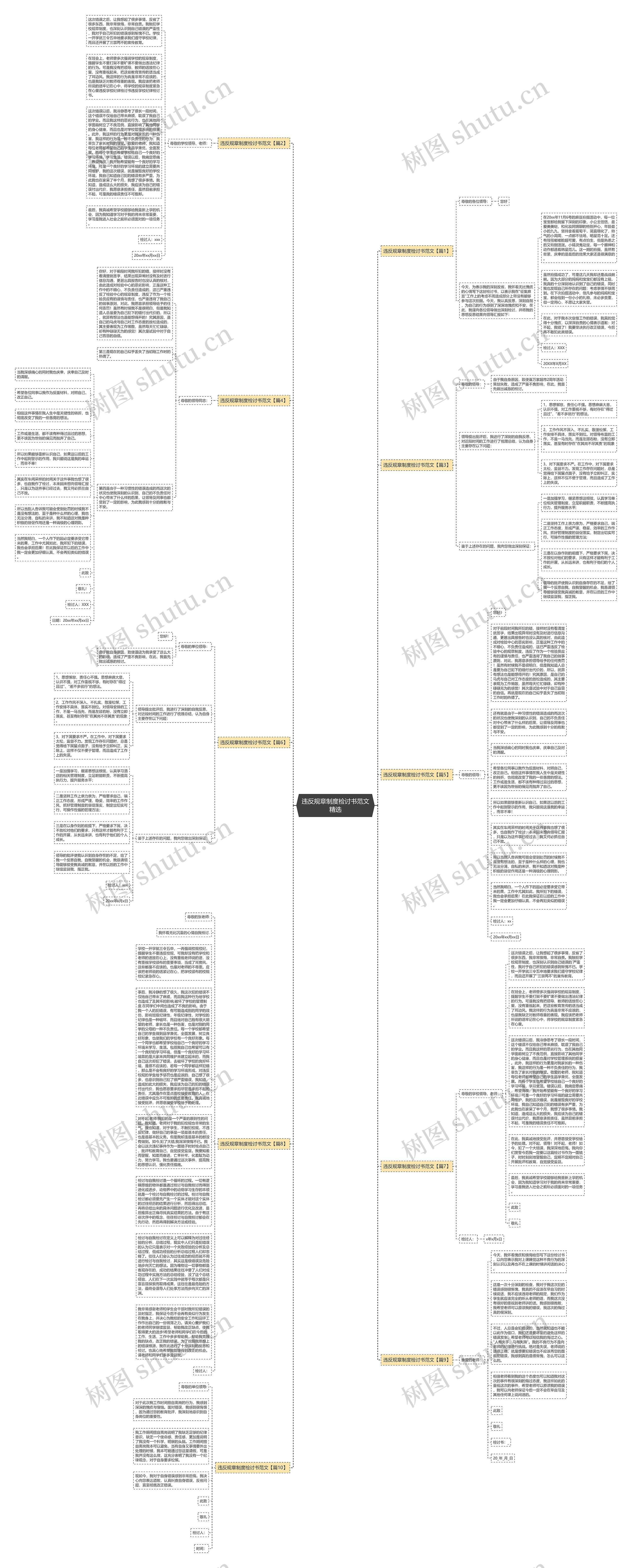 违反规章制度检讨书范文精选思维导图