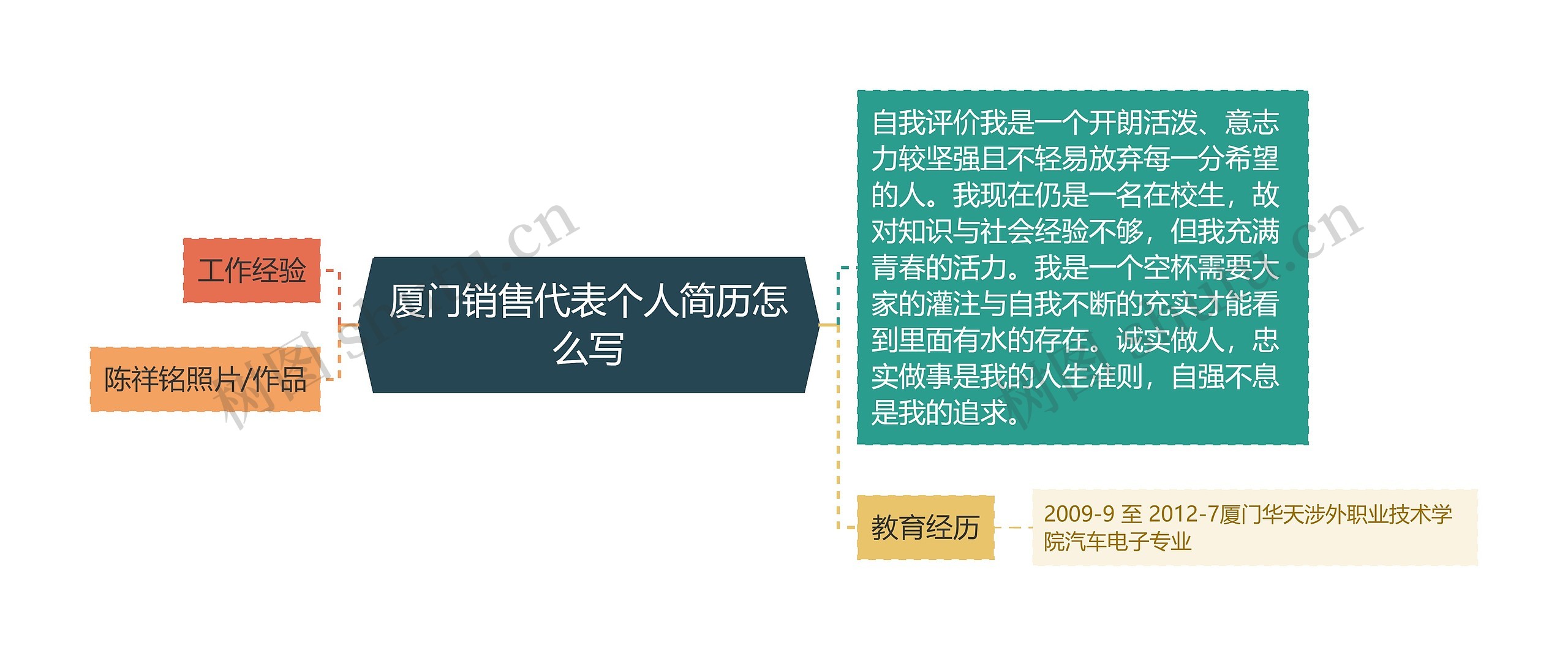 厦门销售代表个人简历怎么写思维导图高清图 厦门销售代表个人简历怎么写思维导图
