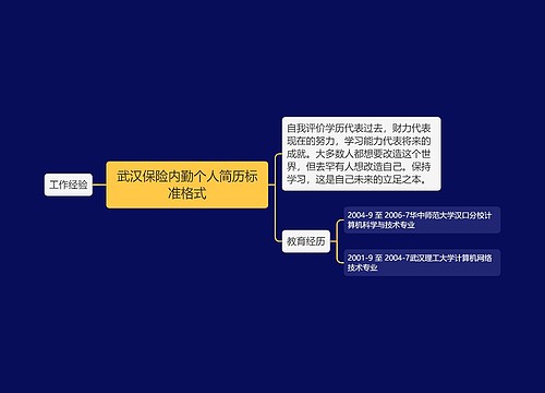 武汉保险内勤个人简历标准格式