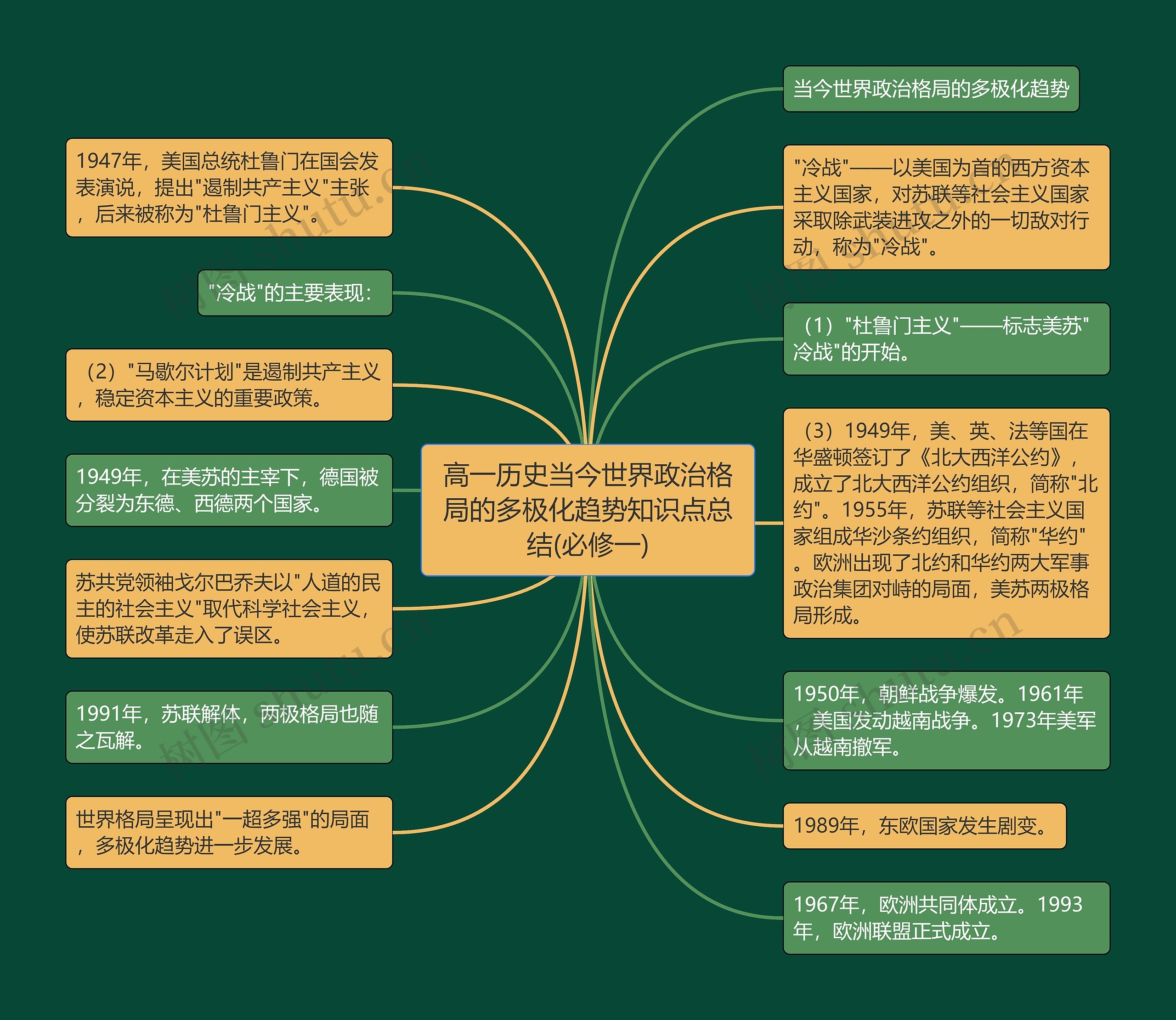 高一历史当今世界政治格局的多极化趋势知识点总结(必修一)思维导图