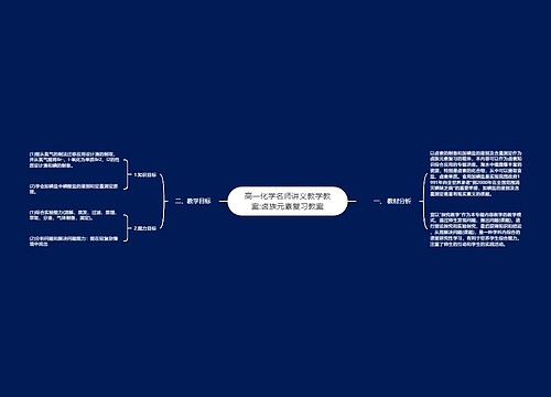 高一化学名师讲义教学教案:卤族元素复习教案