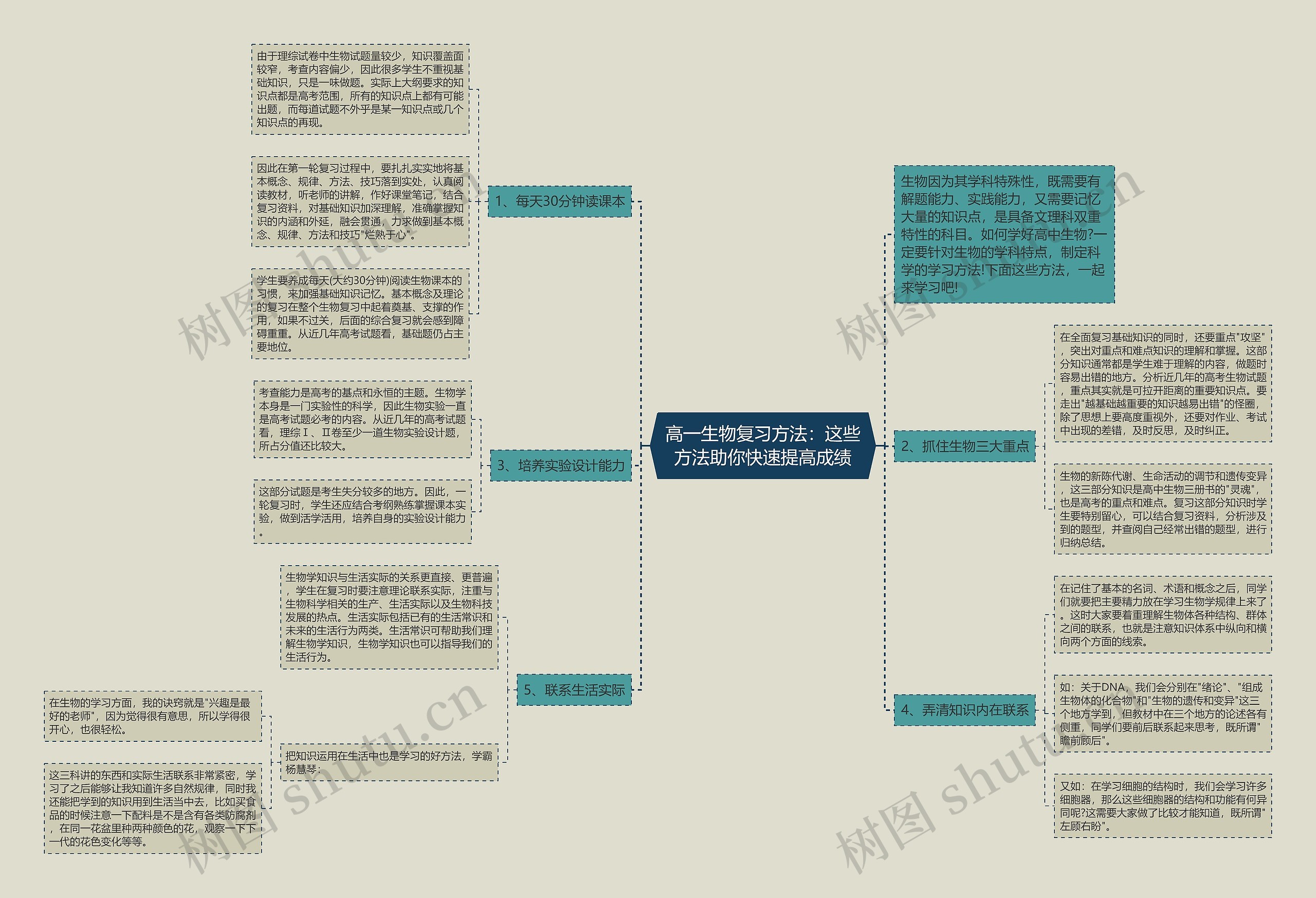 高一生物复习方法：这些方法助你快速提高成绩思维导图