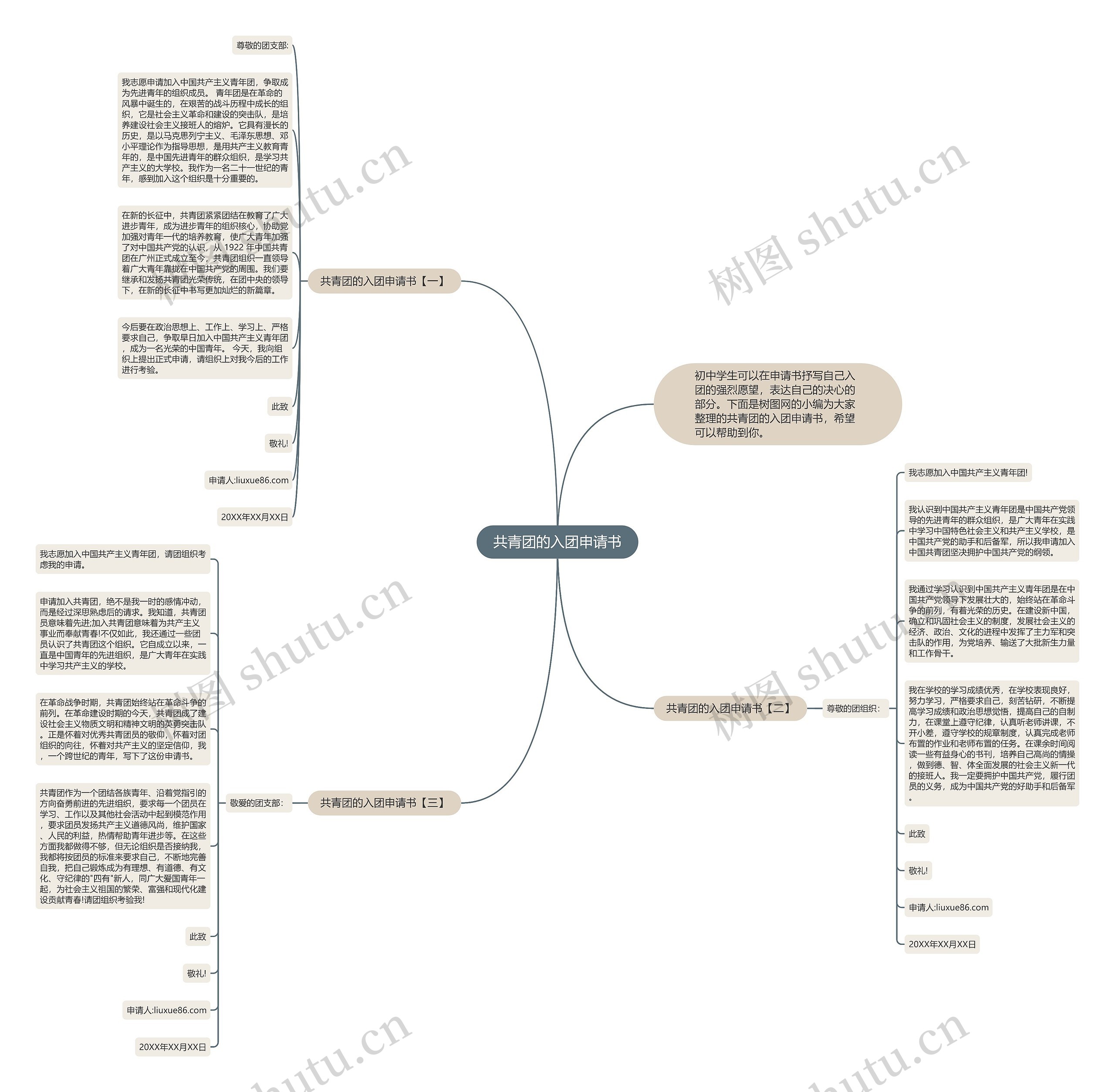 共青团的入团申请书思维导图