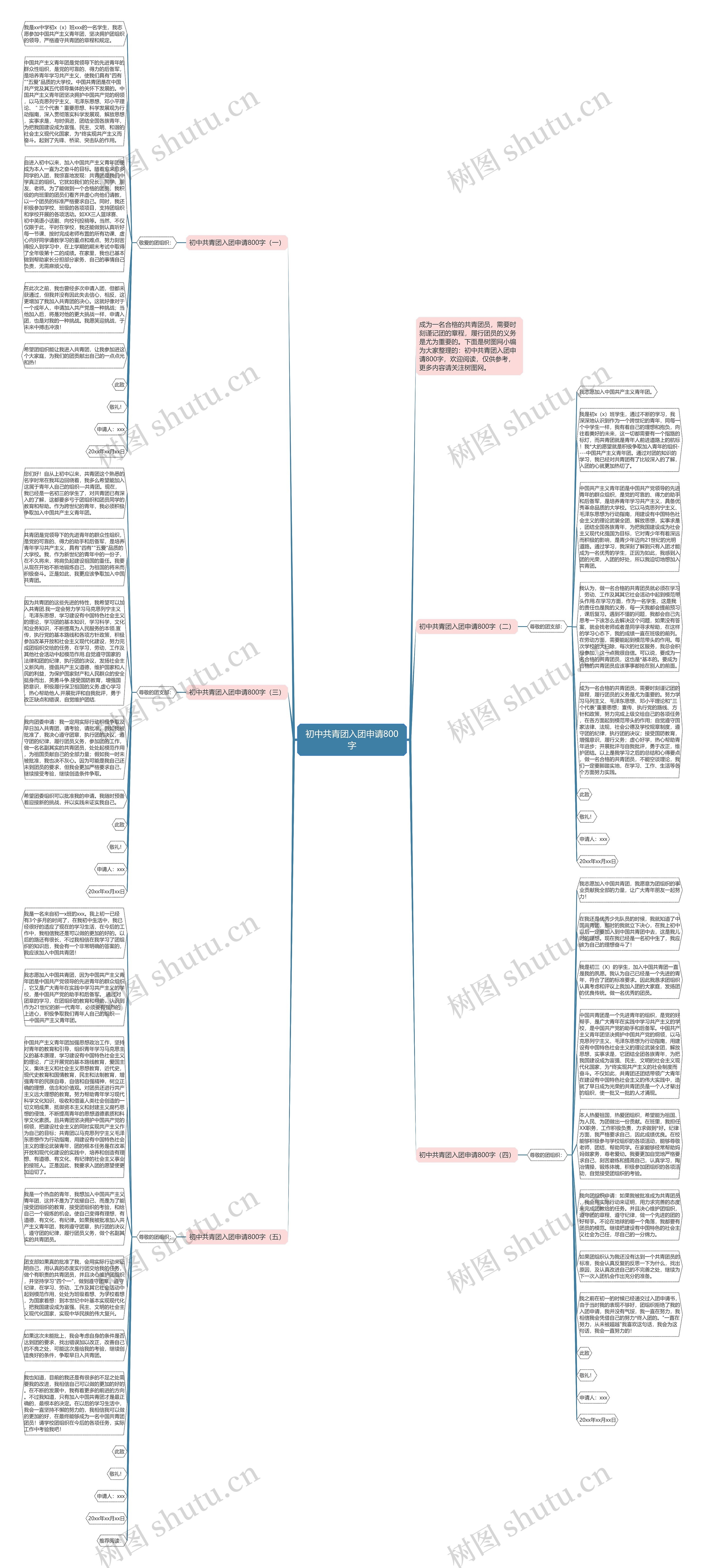 初中共青团入团申请800字思维导图