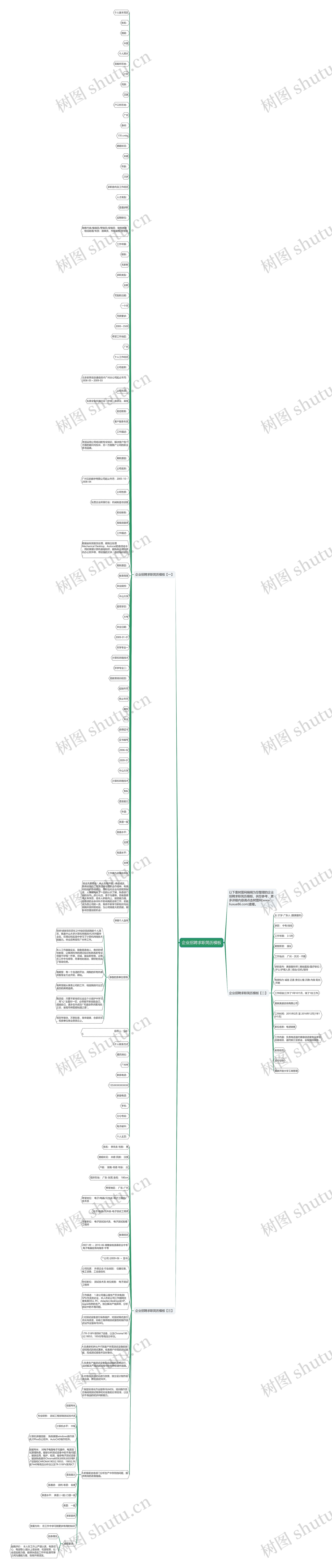 企业招聘求职简历思维导图