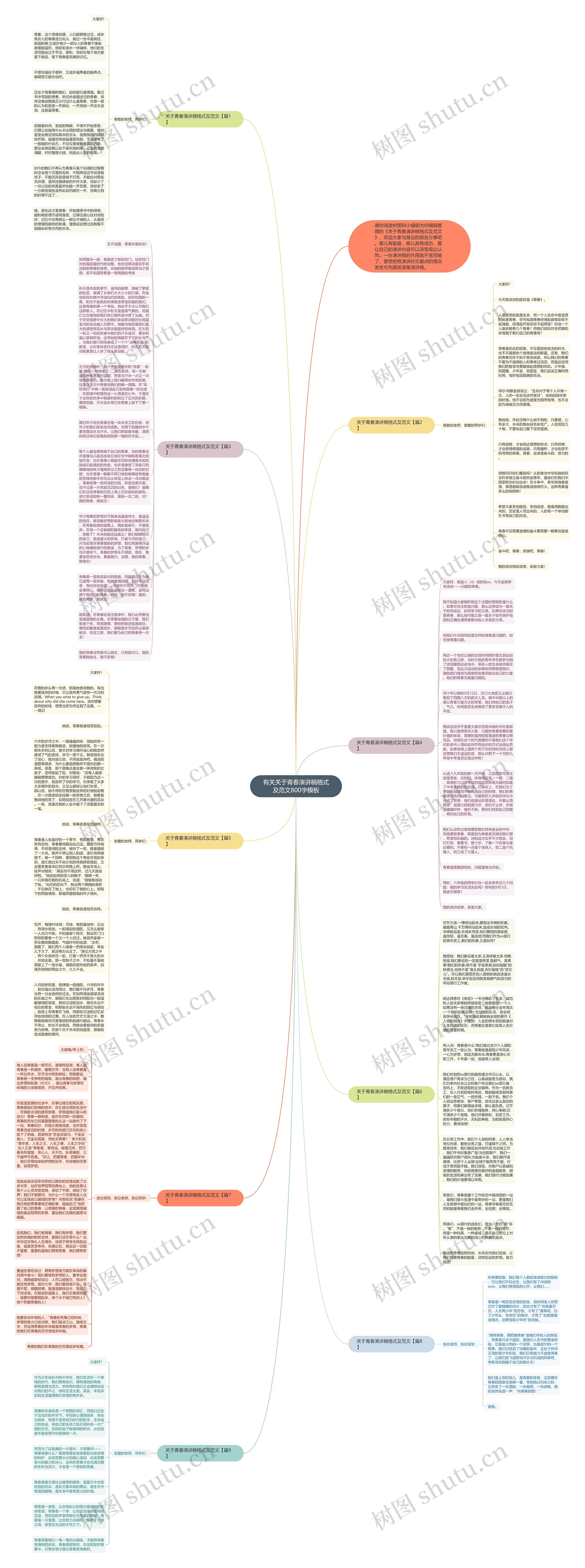 有关关于青春演讲稿格式及范文800字思维导图